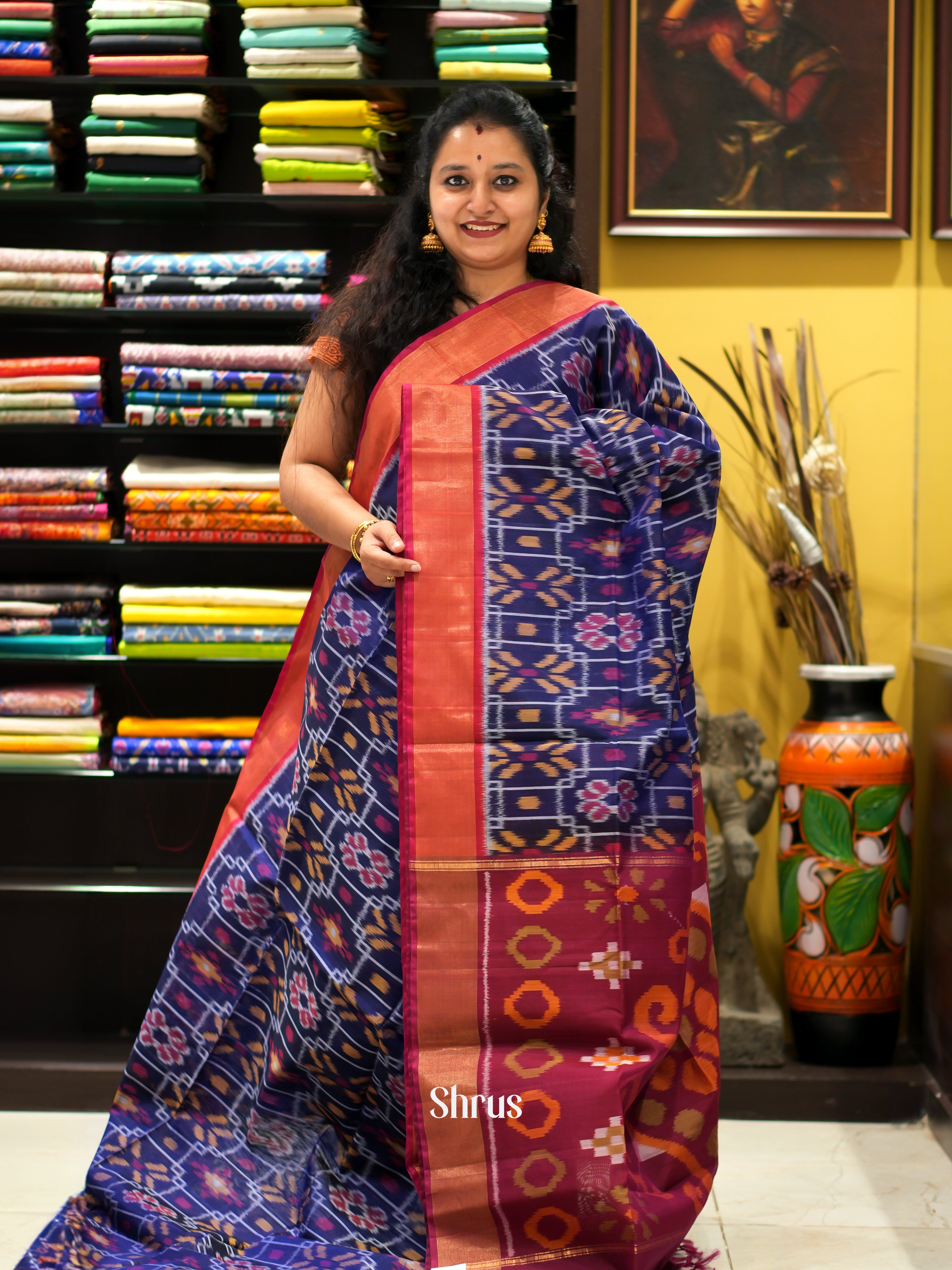 Violet & Maroon - Pochampally sico saree - Shop on ShrusEternity.com