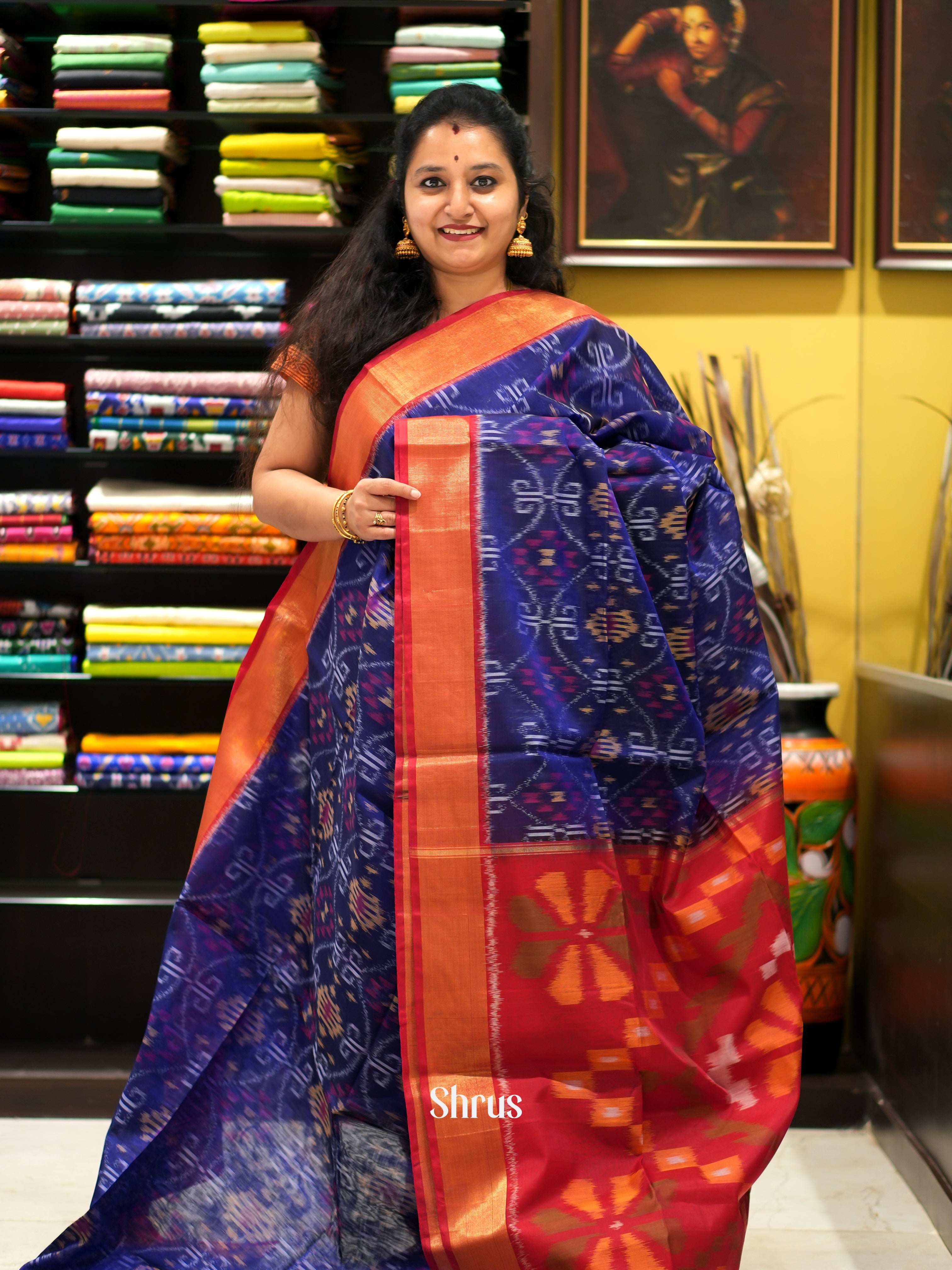 Violet & Red - Pochampally sico saree - Shop on ShrusEternity.com