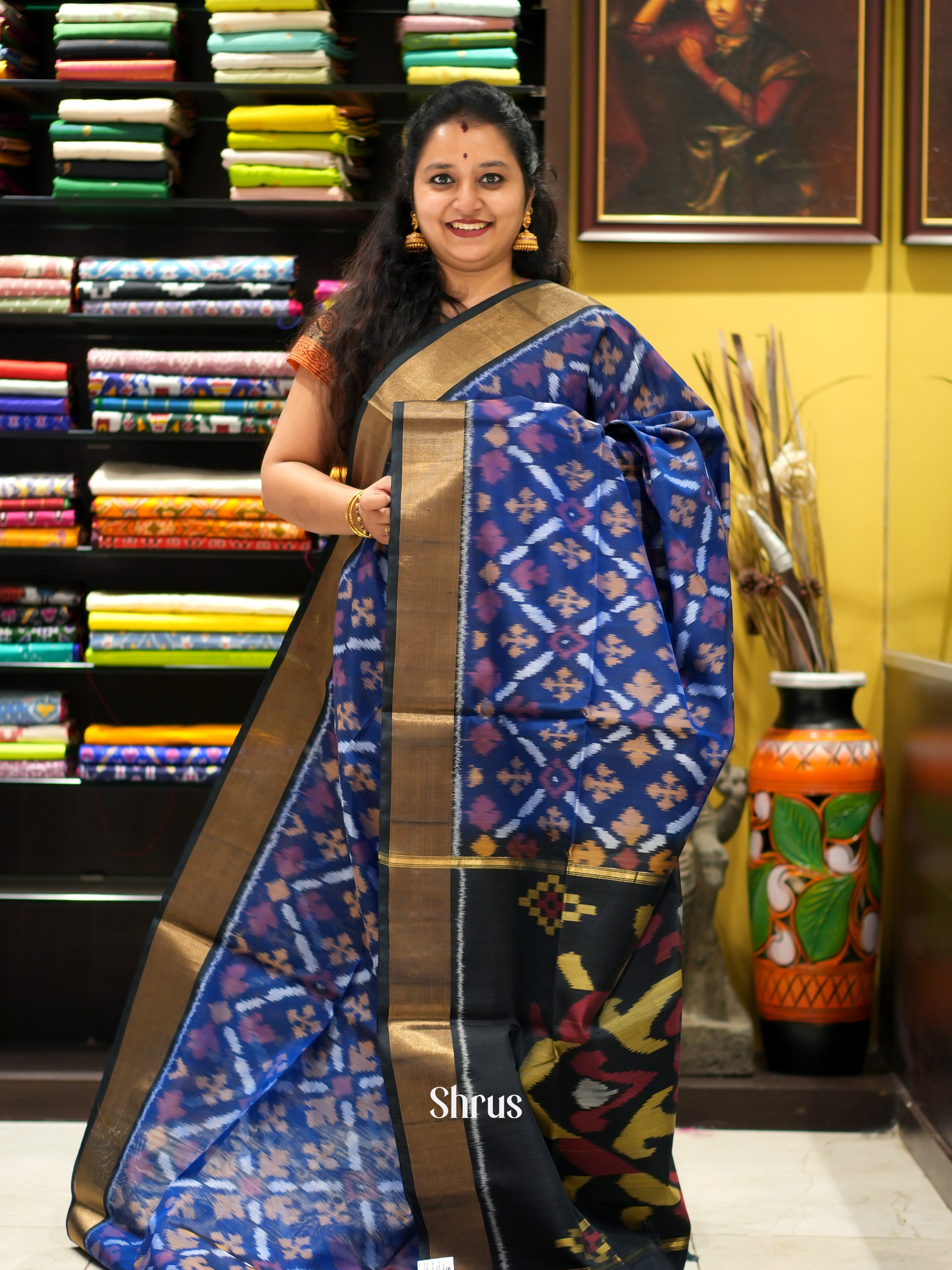 Violet & Black - Pochampally sico saree - Shop on ShrusEternity.com