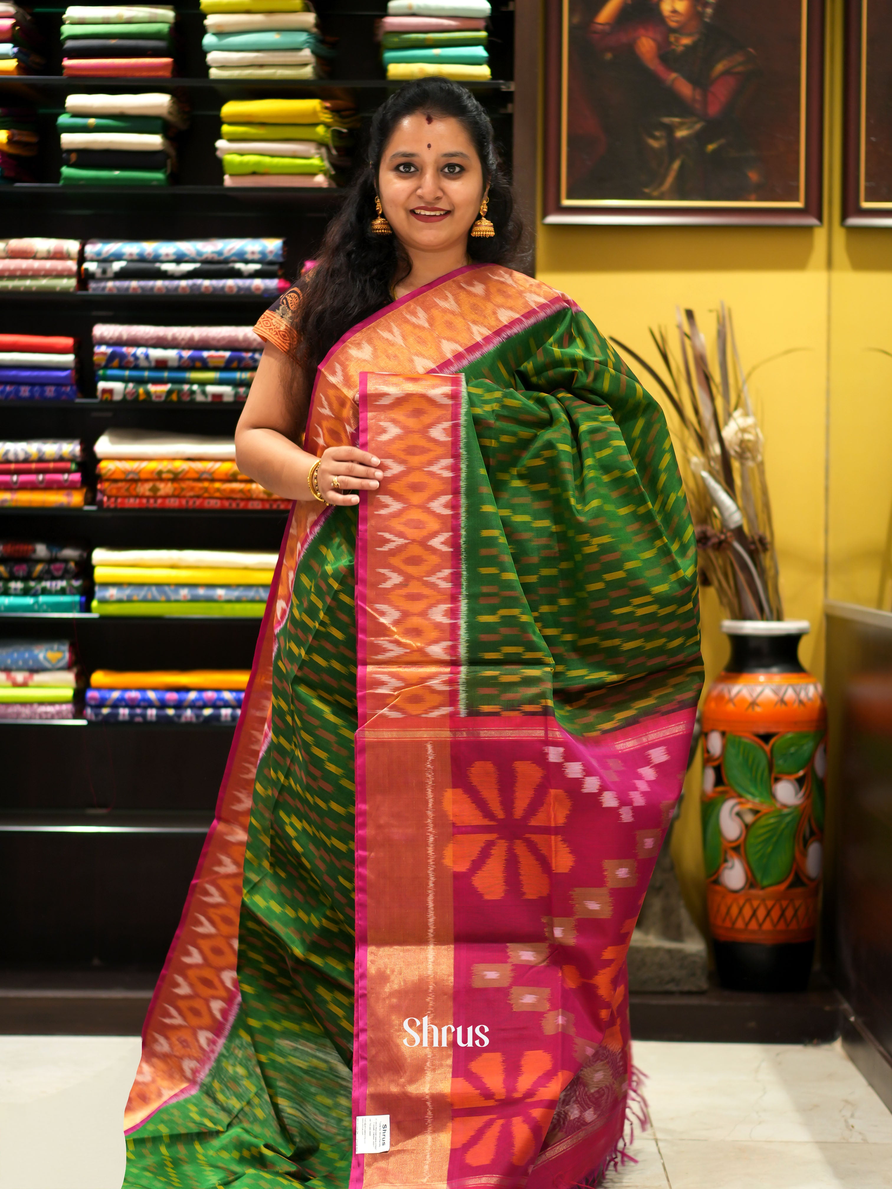 Green & Maroon- Pochampally sico saree - Shop on ShrusEternity.com