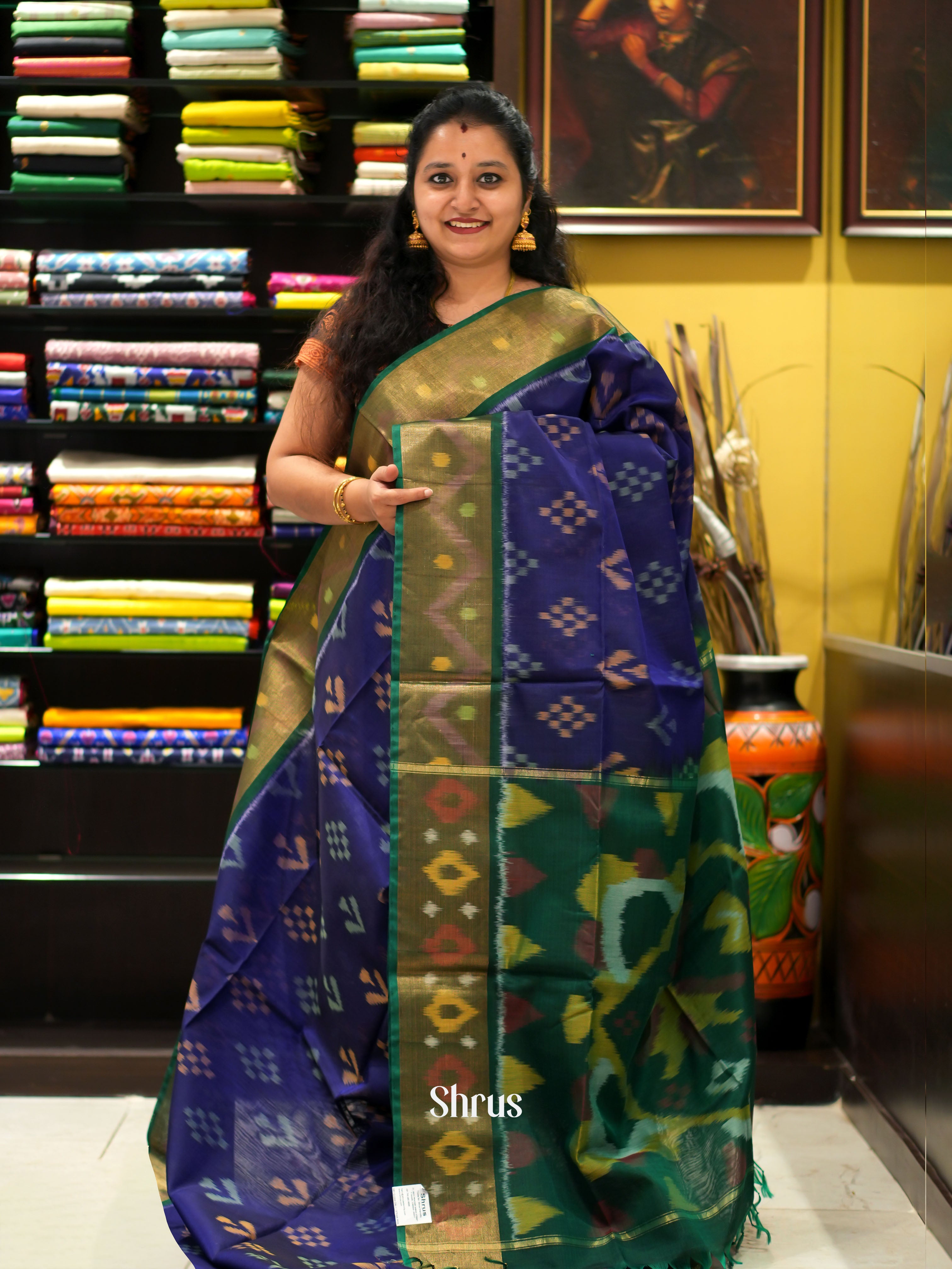 Purple & Green - Pochampally sico saree - Shop on ShrusEternity.com