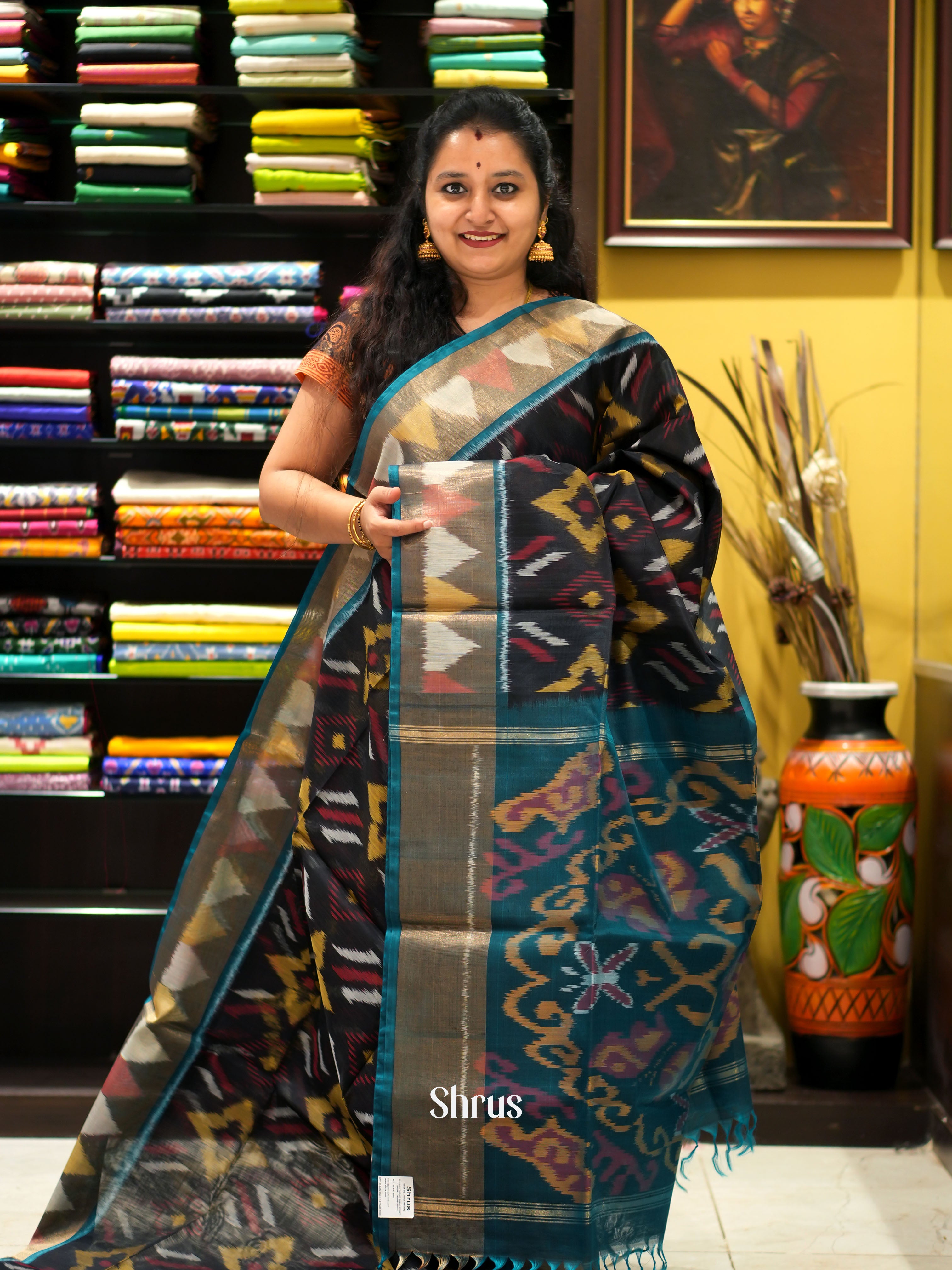 Black & Blue - Pochampally sico saree - Shop on ShrusEternity.com