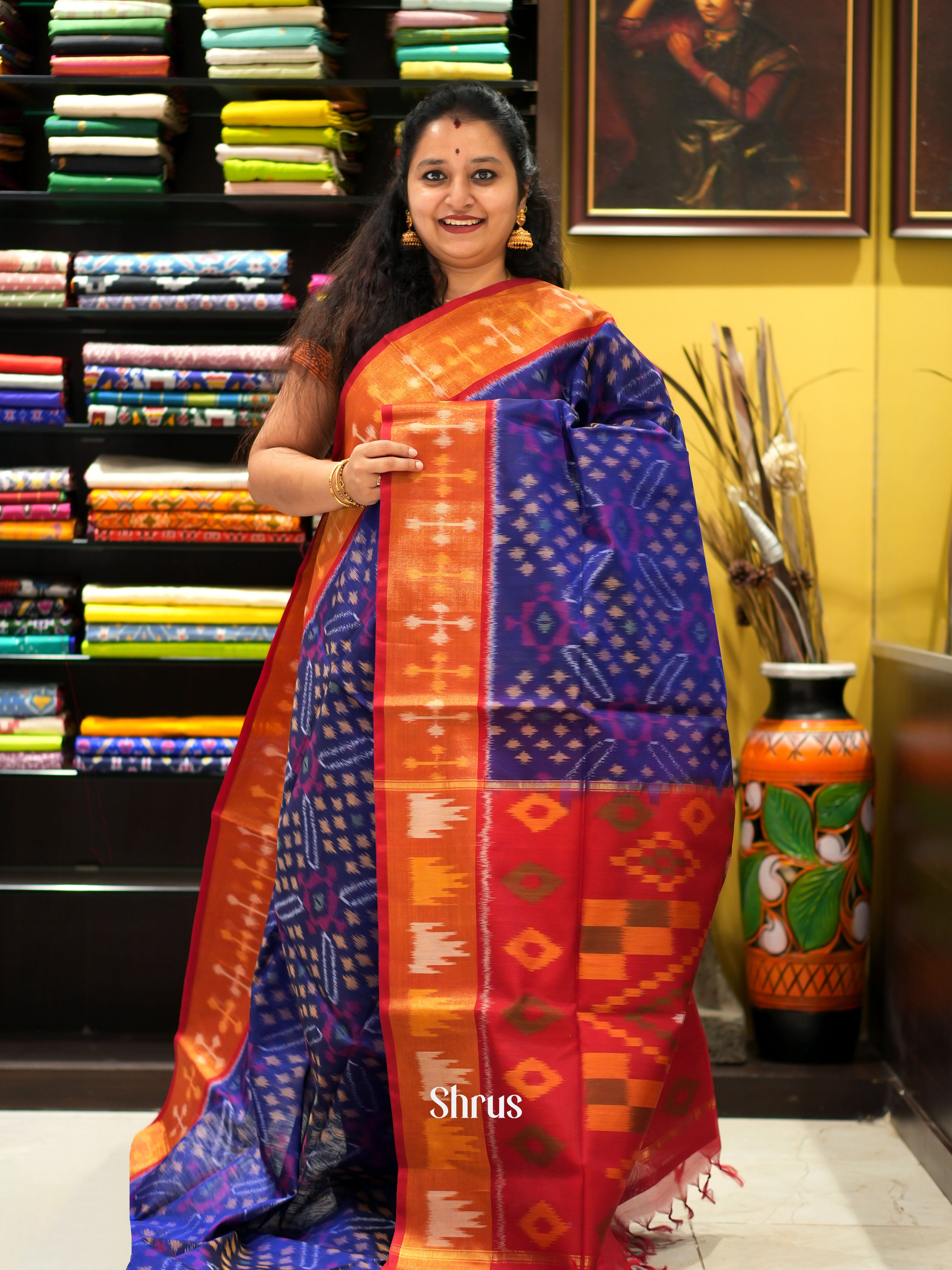 Violet & Red - Pochampally sico saree - Shop on ShrusEternity.com