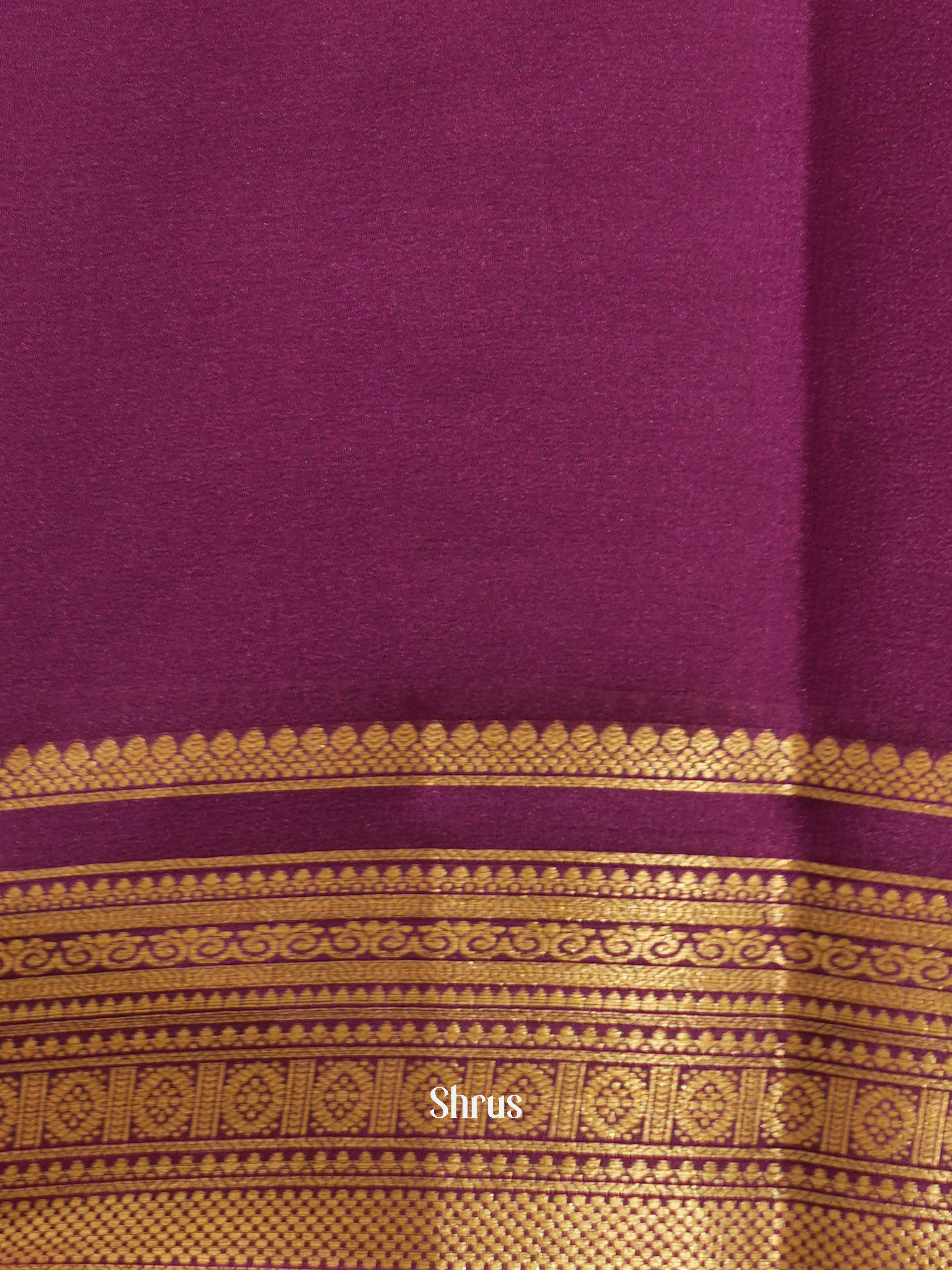 Cream & Purple - Mysore Silk Saree - Shop on ShrusEternity.com