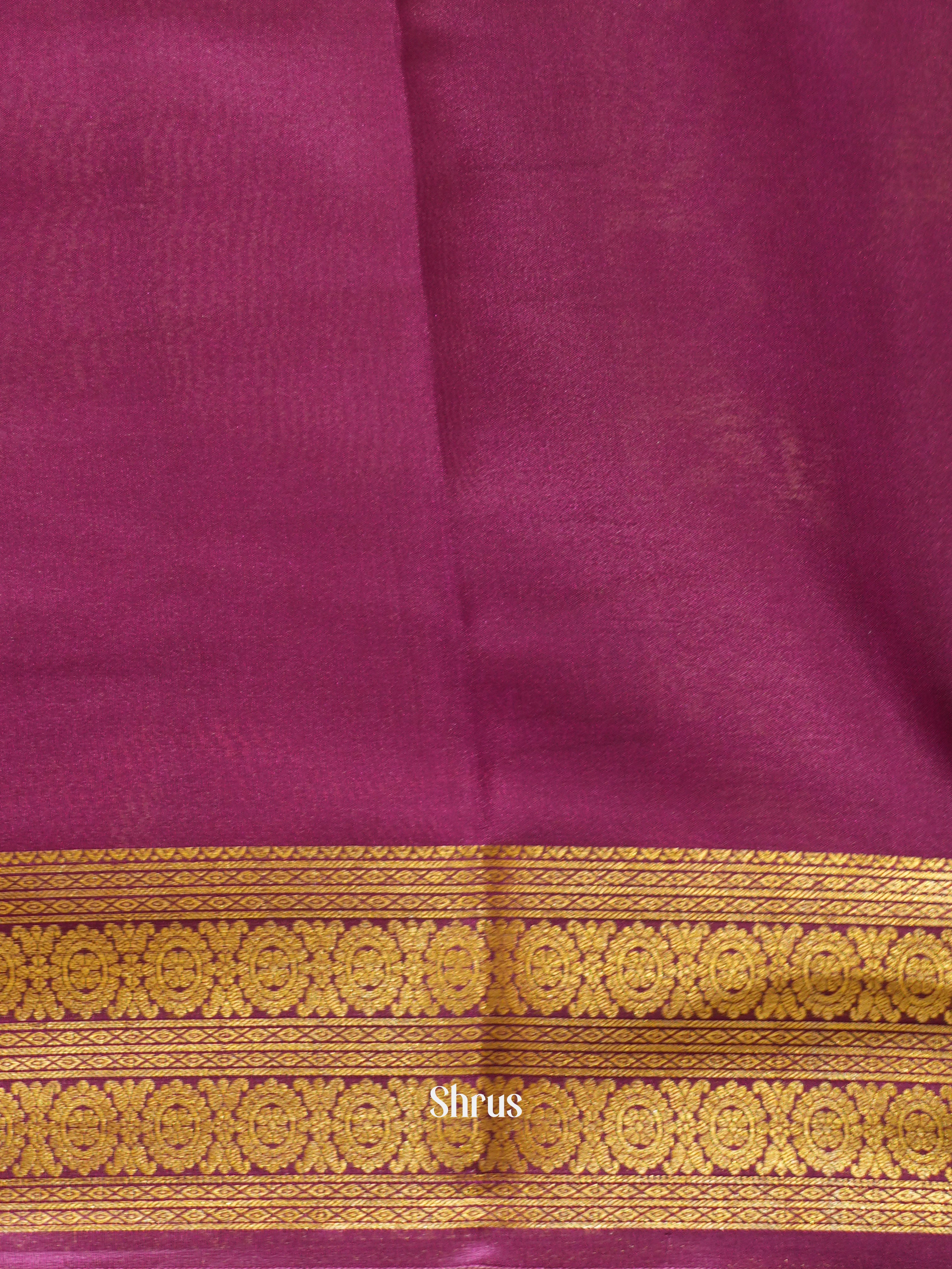 Cream & Purple - Mysore Silk Saree - Shop on ShrusEternity.com