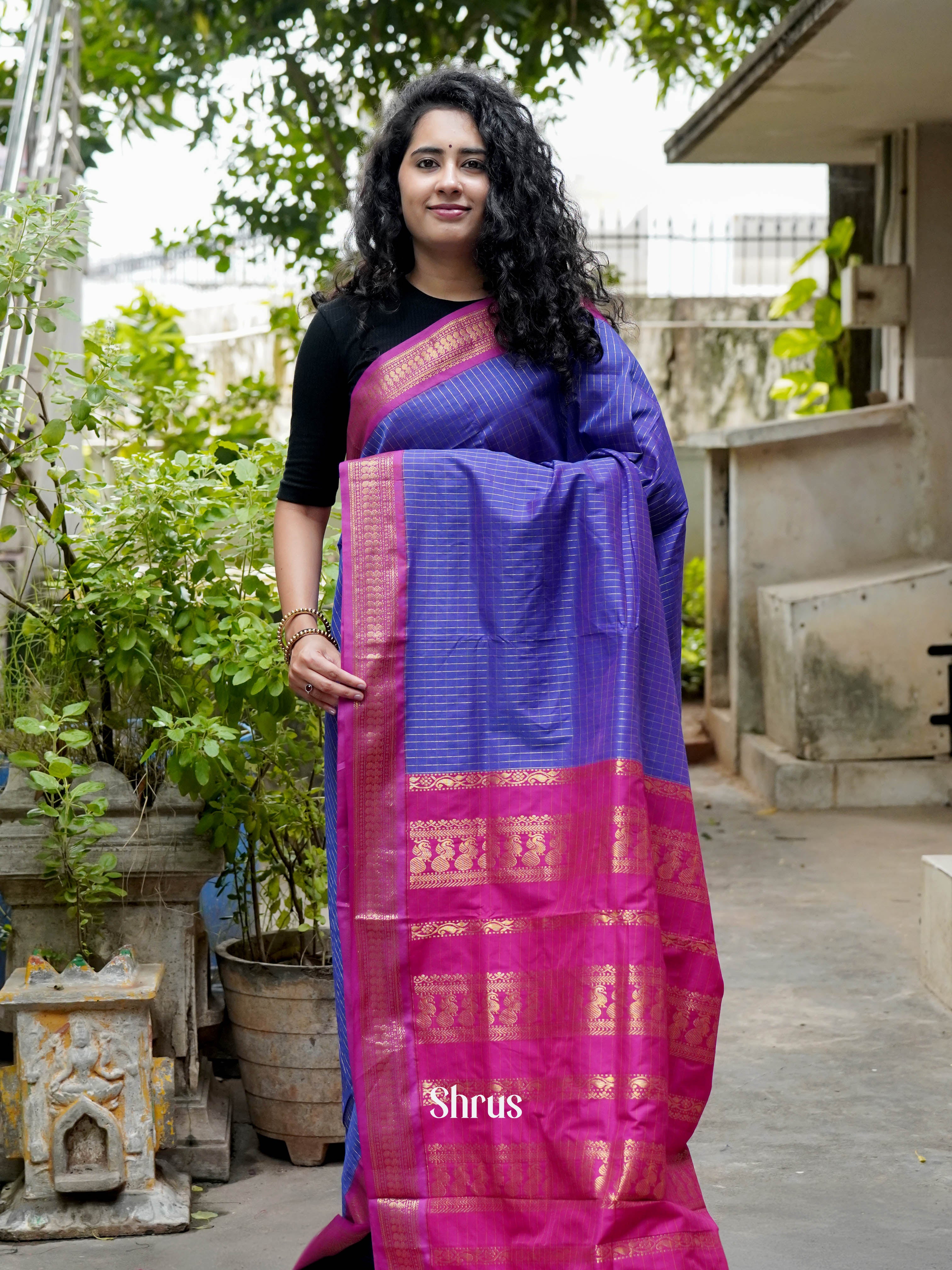 Purple & Pink - Kalyani Cotton Saree - Shop on ShrusEternity.com