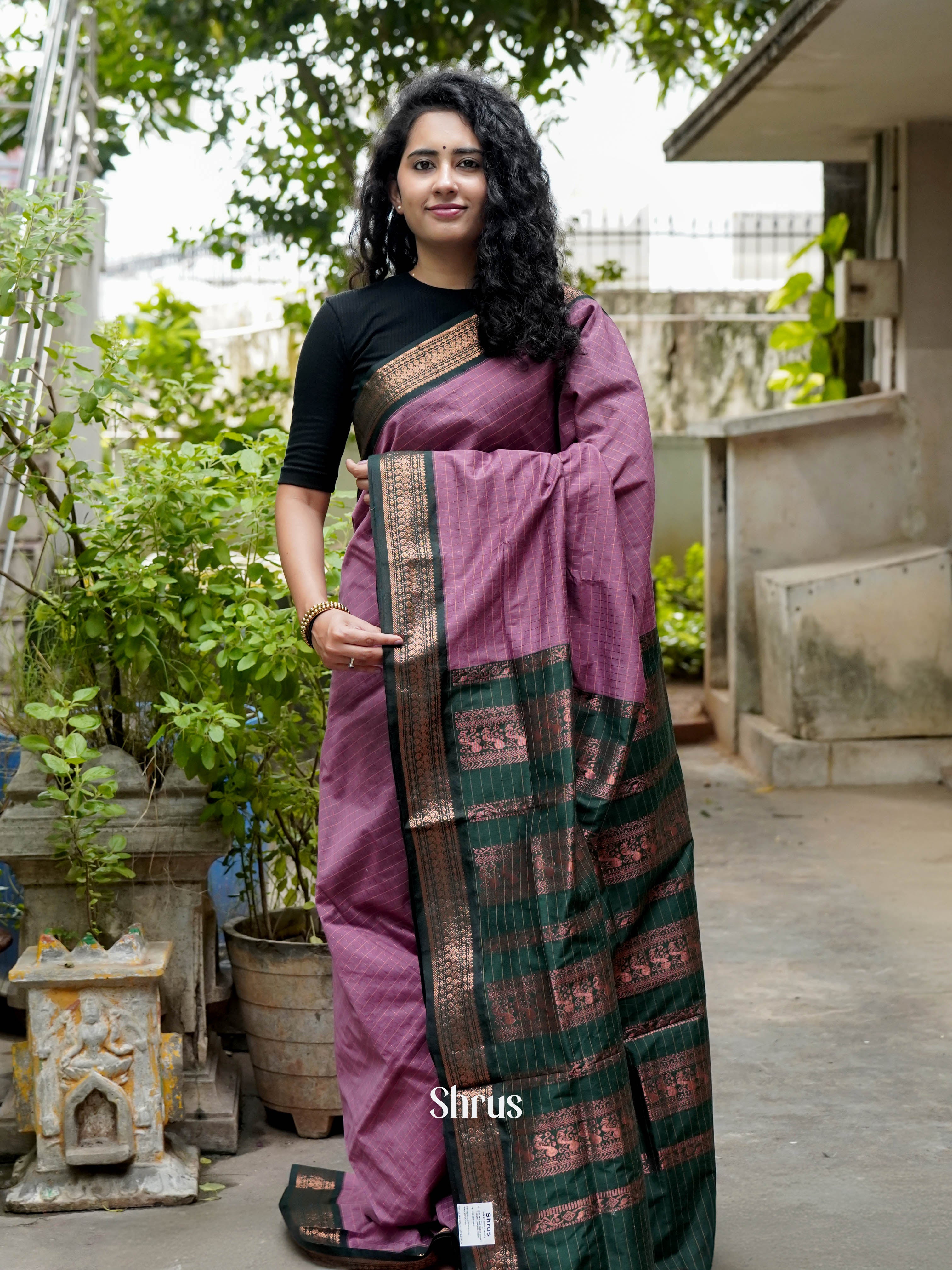 Pink & Green - Kalyani Cotton Saree - Shop on ShrusEternity.com