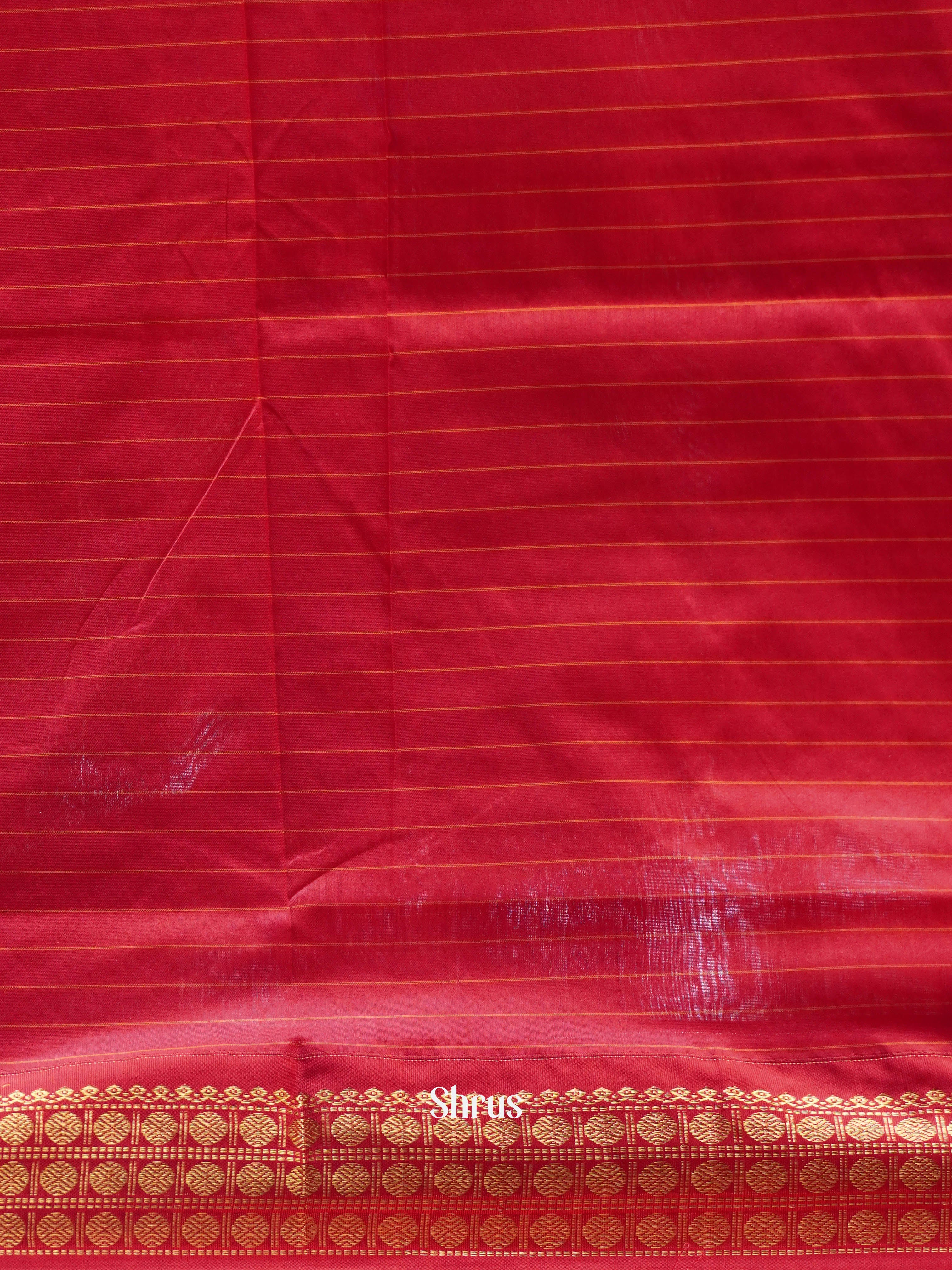Mehandi Green & Red - Kalyani Cotton Saree - Shop on ShrusEternity.com