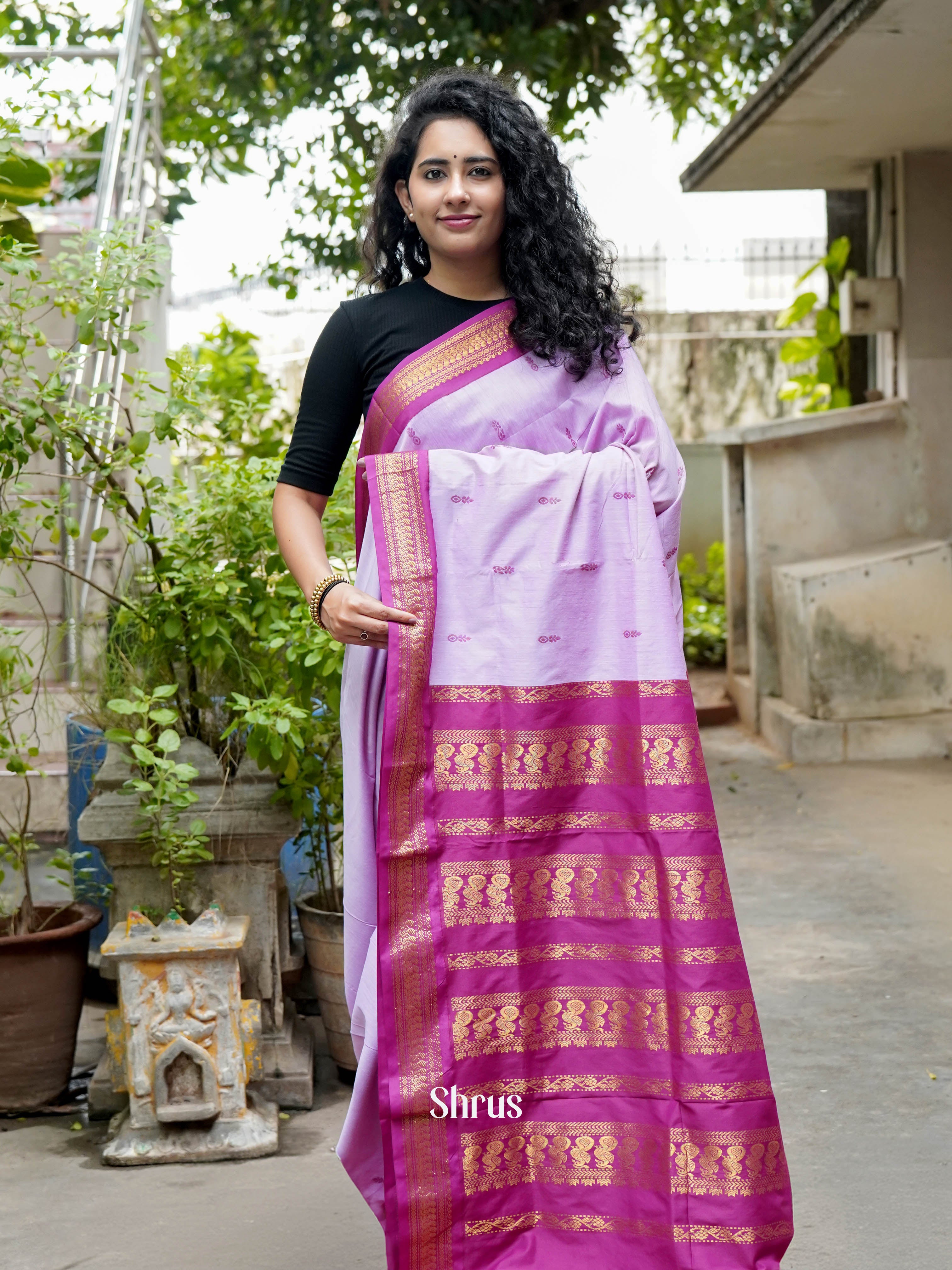 Baby Pink & Pink - Kalyani Cotton Saree - Shop on ShrusEternity.com