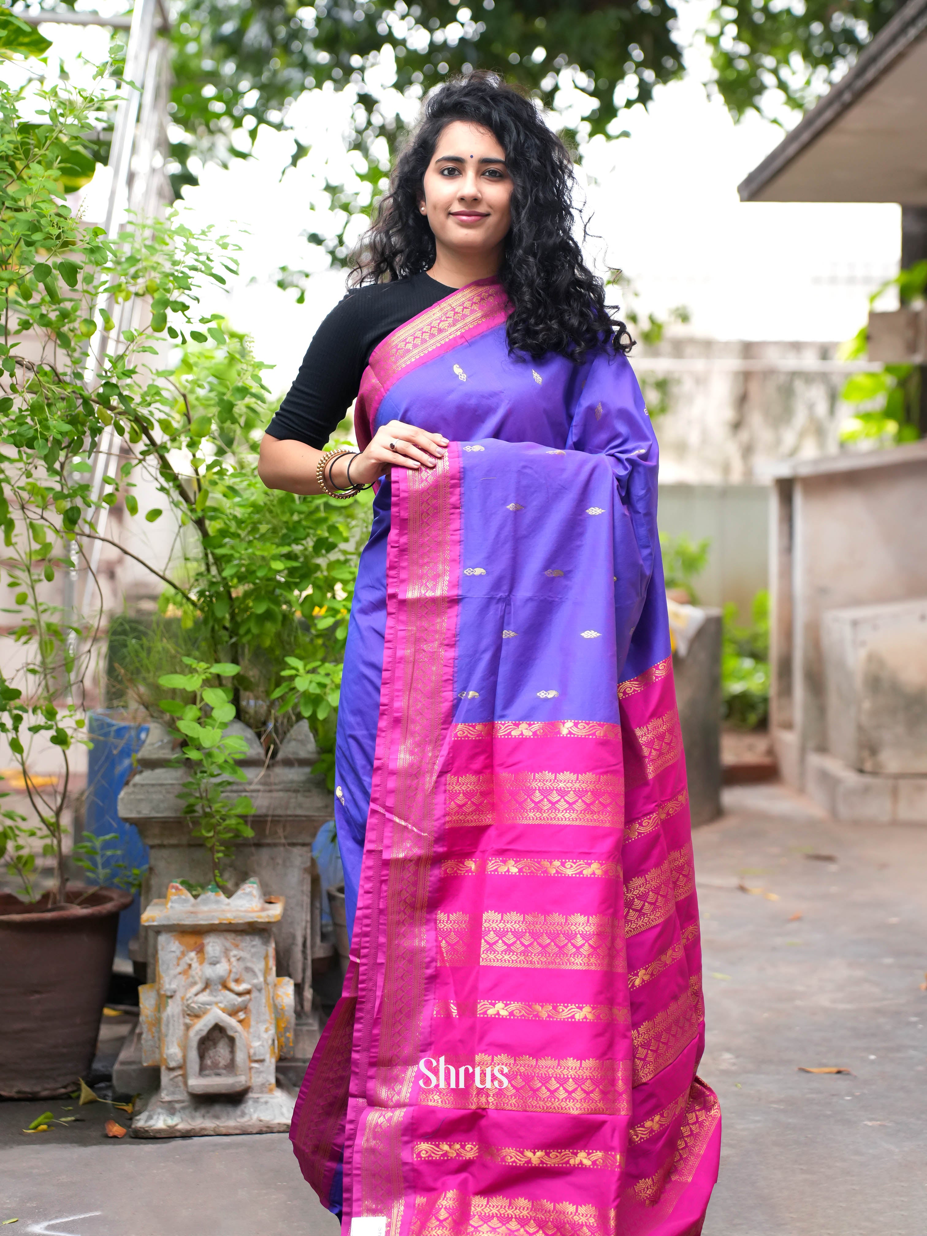 Lavender & Pink - Kalyani Cotton Saree - Shop on ShrusEternity.com