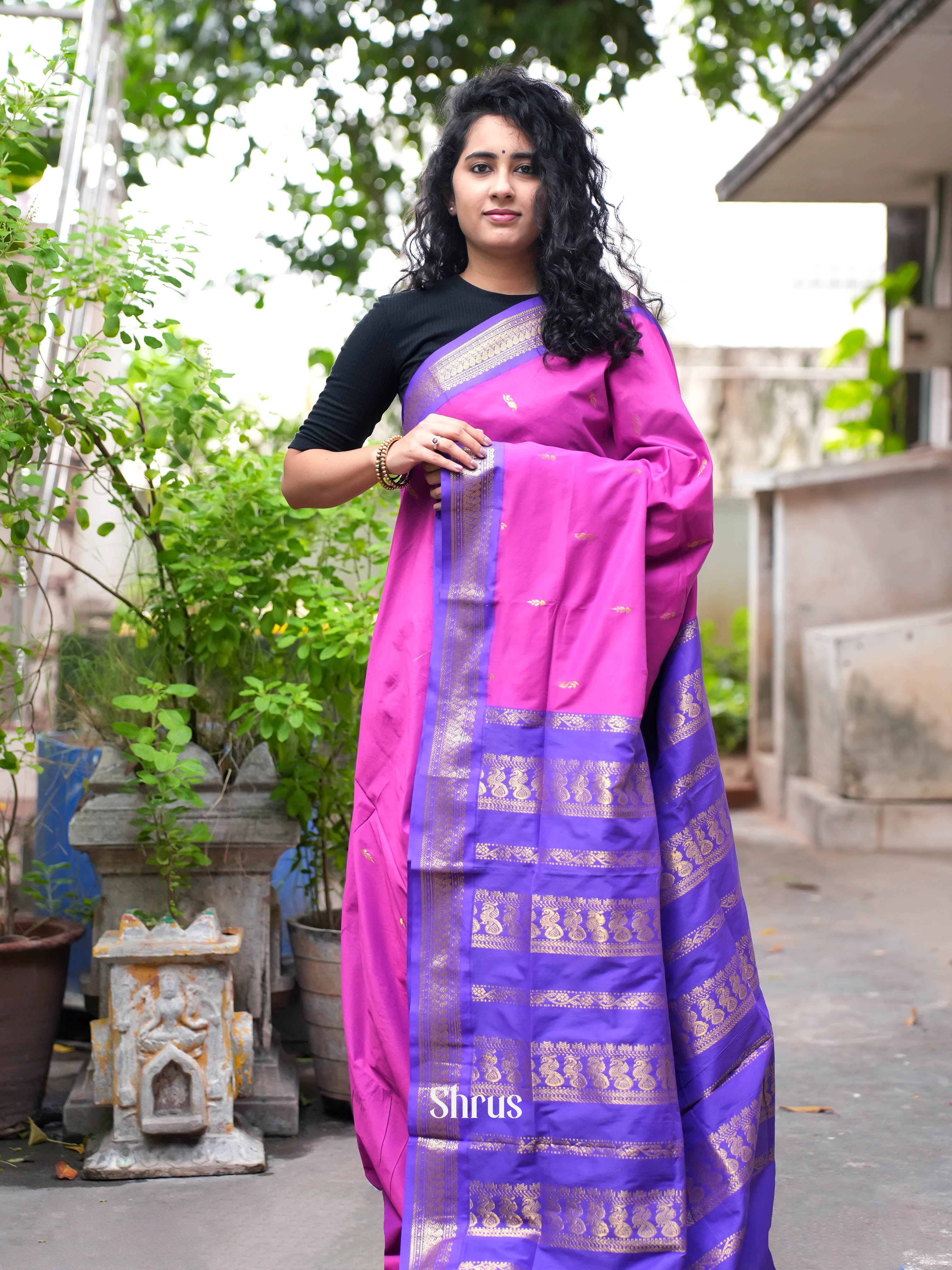 Pink & Lavender - Kalyani Cotton Saree - Shop on ShrusEternity.com