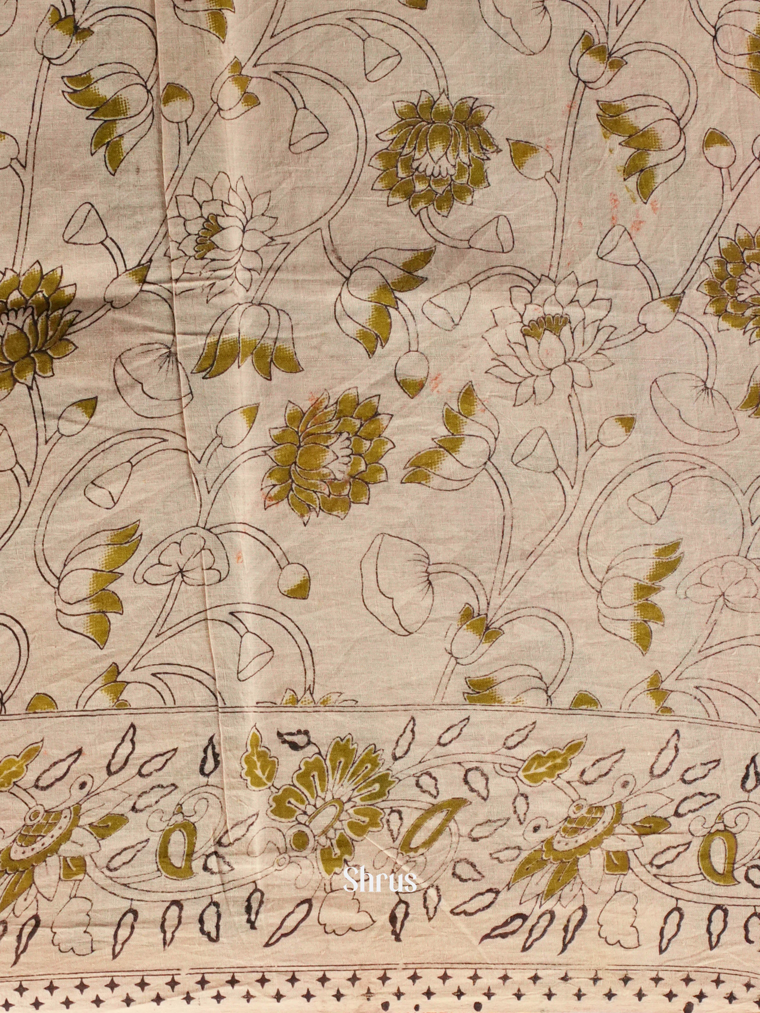 Black & Cream - kalamkari-cotton Saree - Shop on ShrusEternity.com