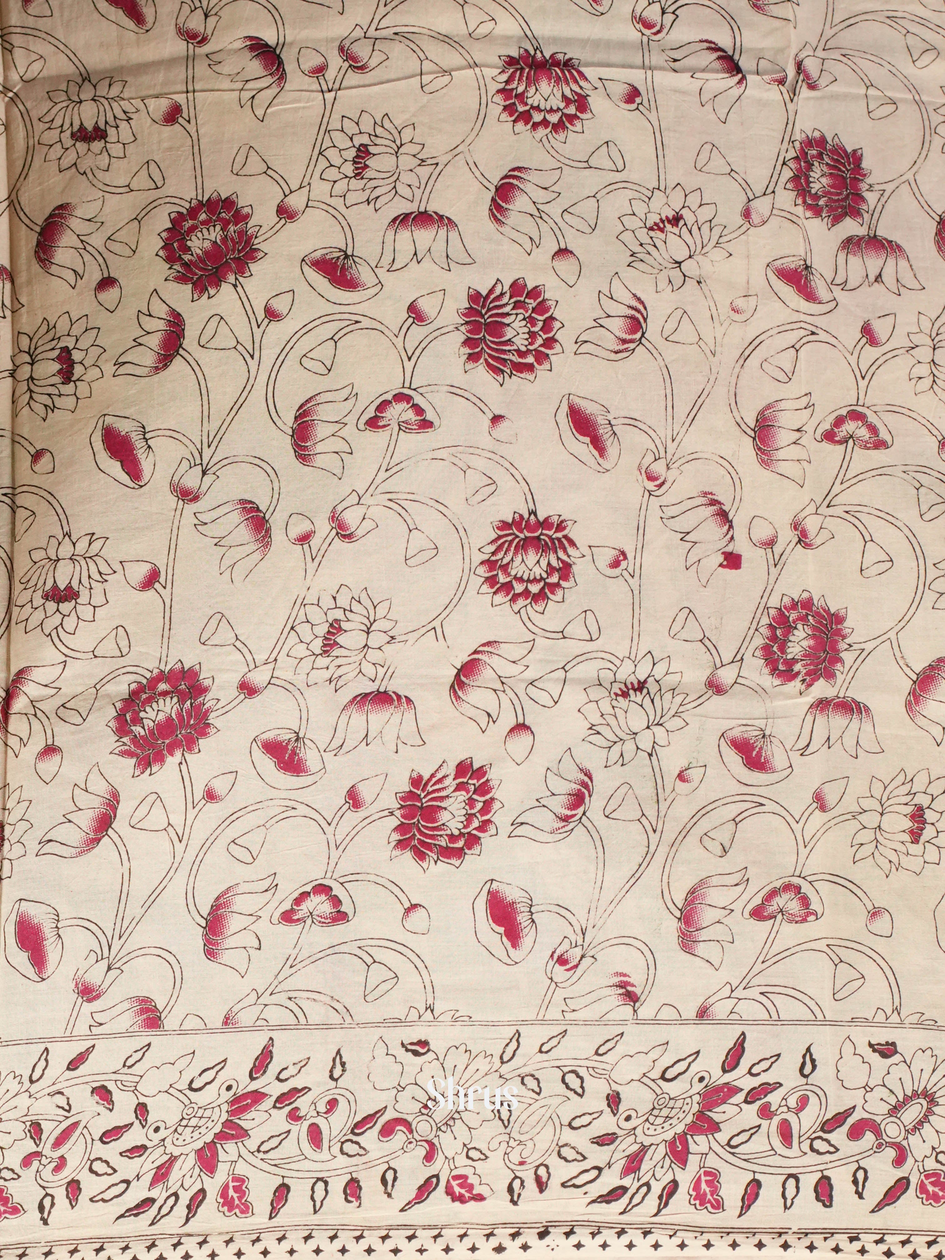 Green & Cream - kalamkari-cotton Saree - Shop on ShrusEternity.com