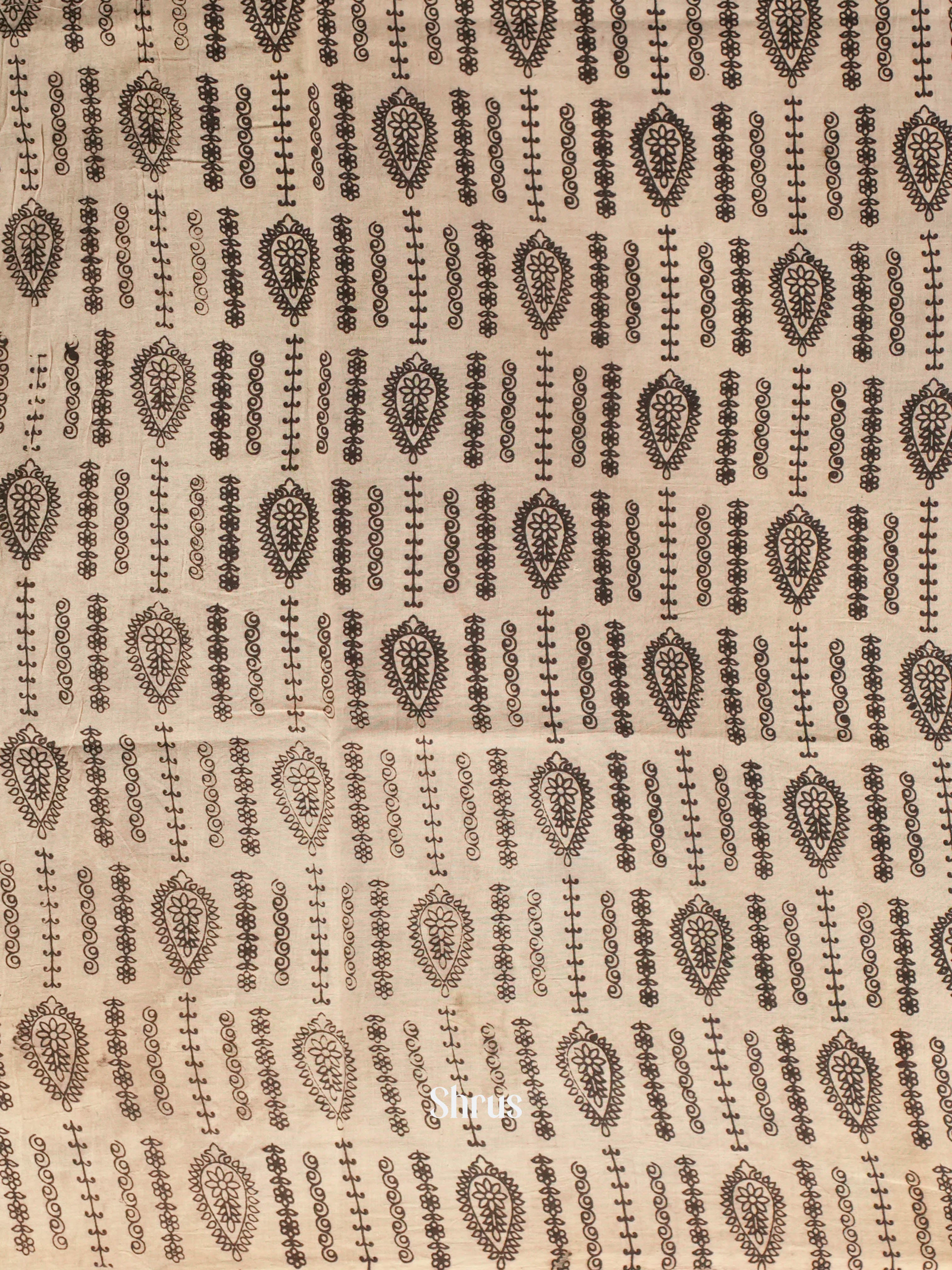 Black & Cream - kalamkari cotton Saree - Shop on ShrusEternity.com