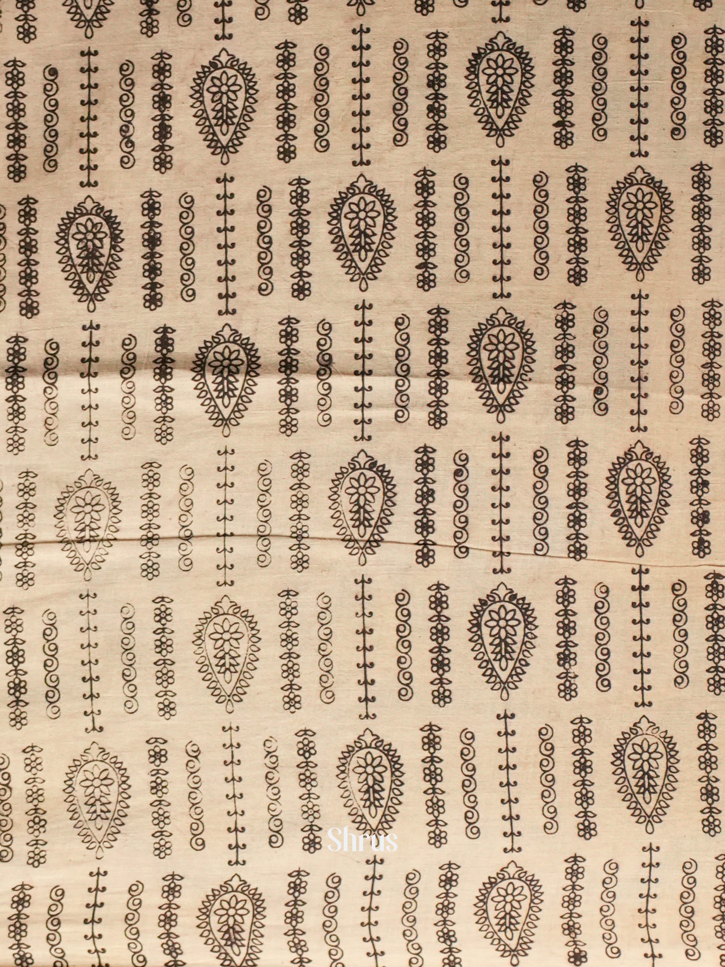 Blue & Cream - kalamkari-cotton Saree - Shop on ShrusEternity.com