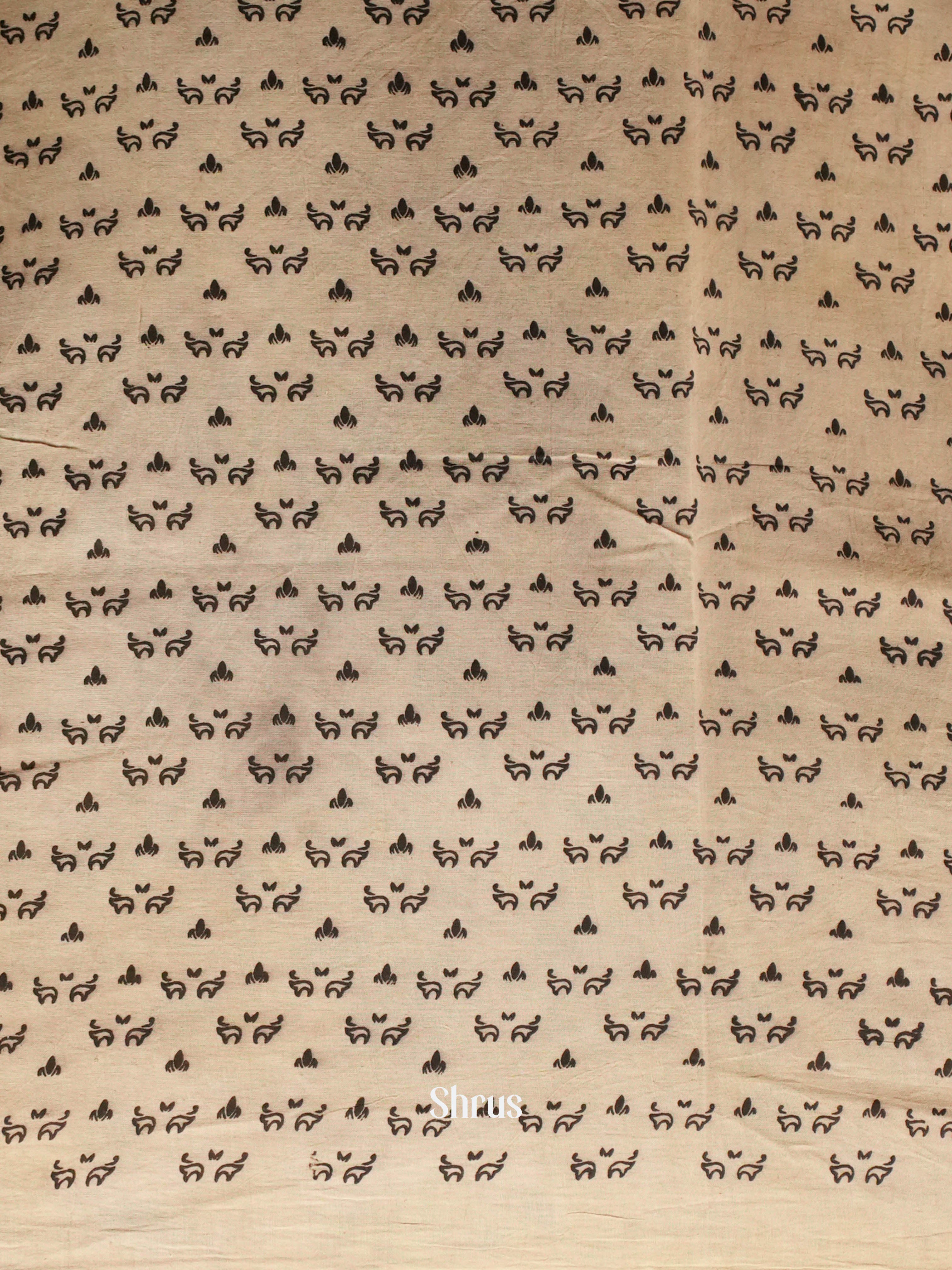 Beige & Black - kalamkari-cotton Saree - Shop on ShrusEternity.com