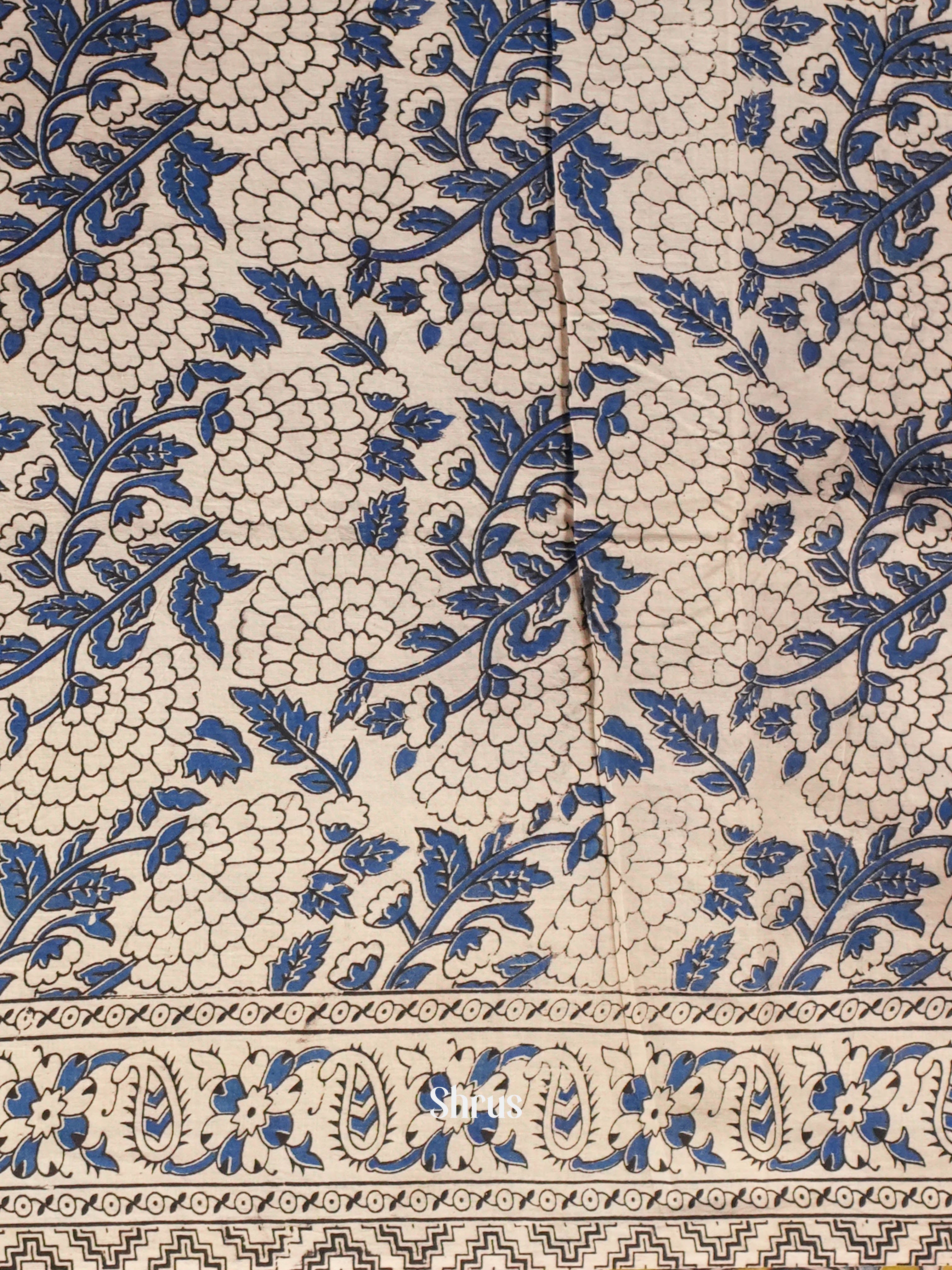 Blue & Green - kalamkari-cotton Saree - Shop on ShrusEternity.com