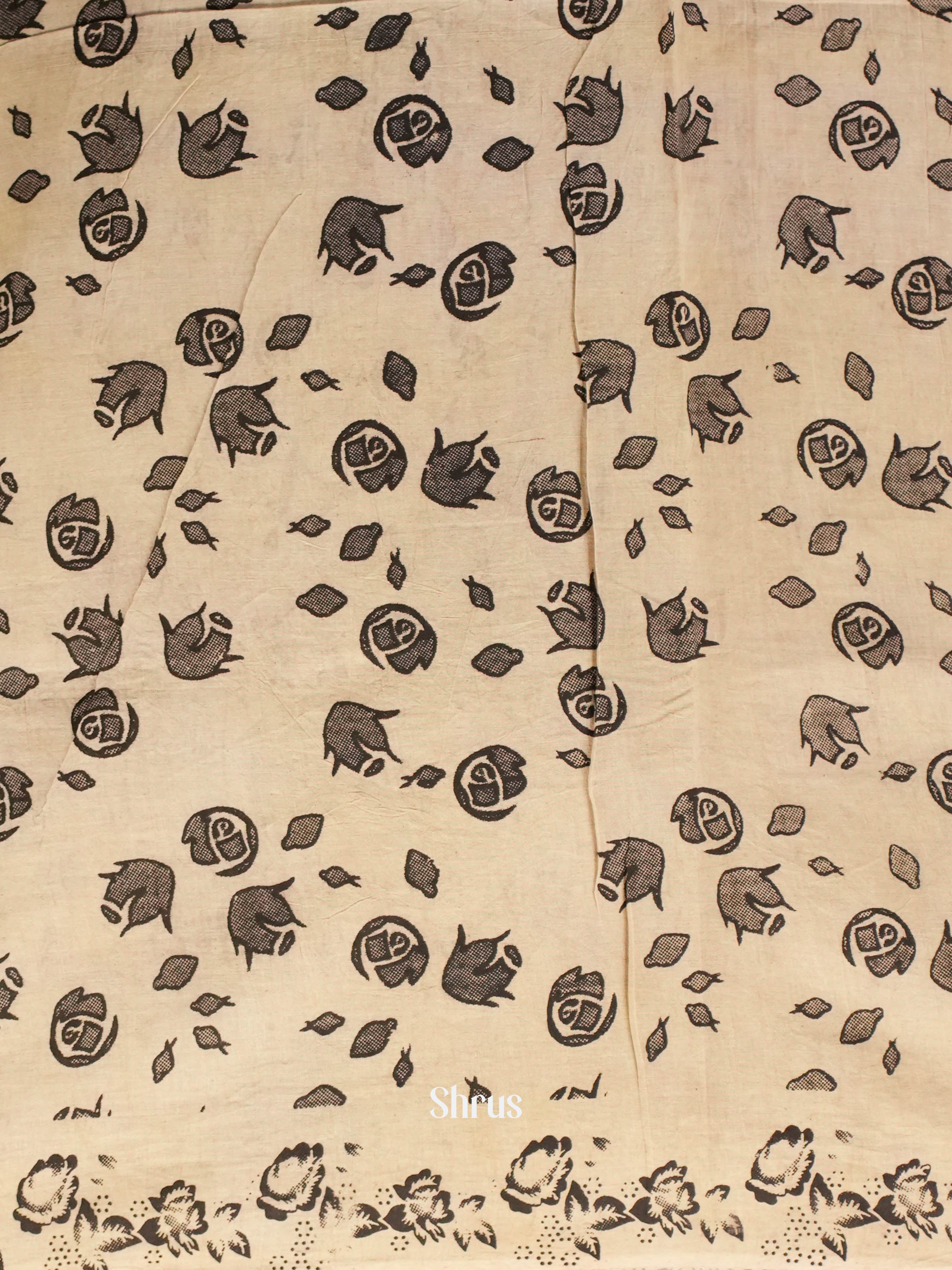 Cream & Pink - kalamkari-cotton Saree - Shop on ShrusEternity.com