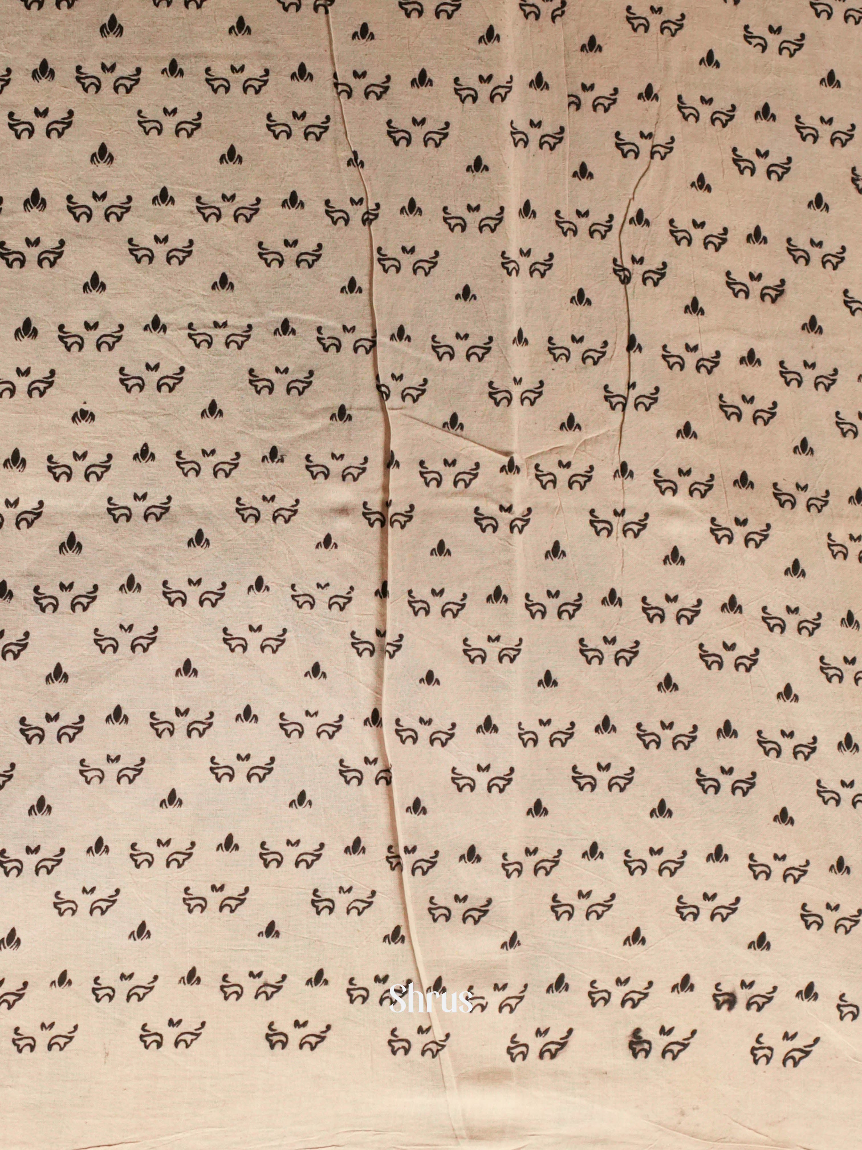 Black & Cream - kalamkari-cotton Saree - Shop on ShrusEternity.com