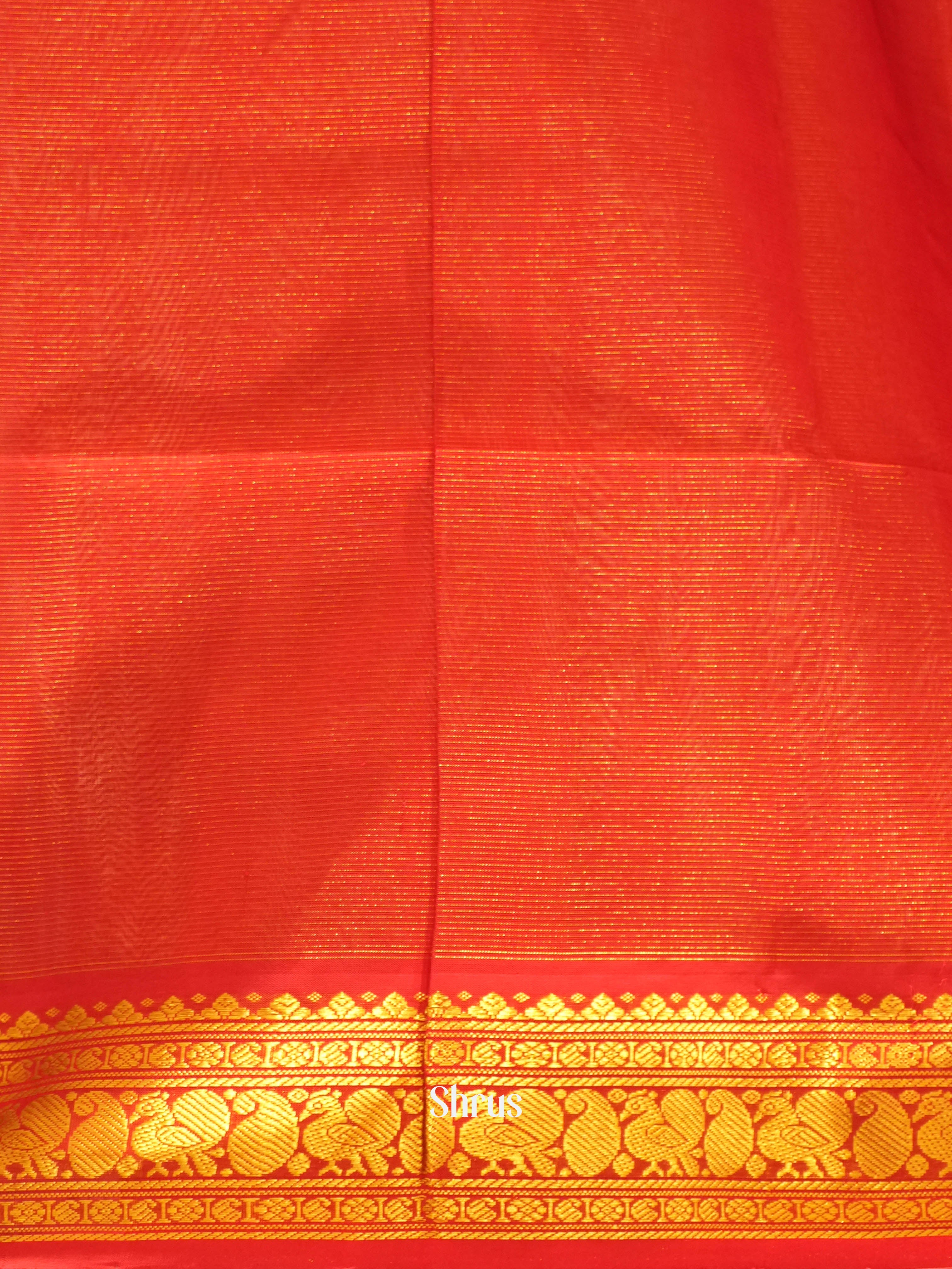 Blue & Red - Silk Cotton Saree - Shop on ShrusEternity.com