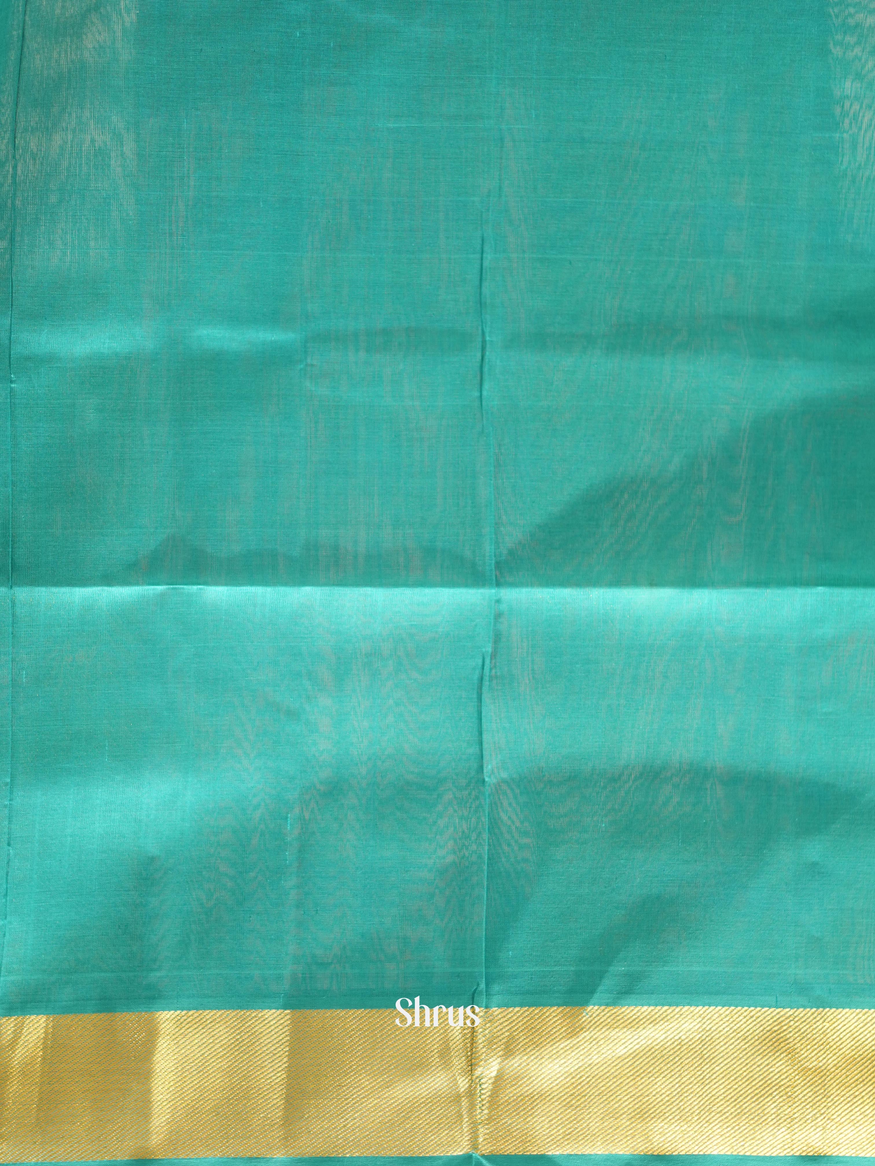 Yellow & Teal - Silk Cotton Saree - Shop on ShrusEternity.com