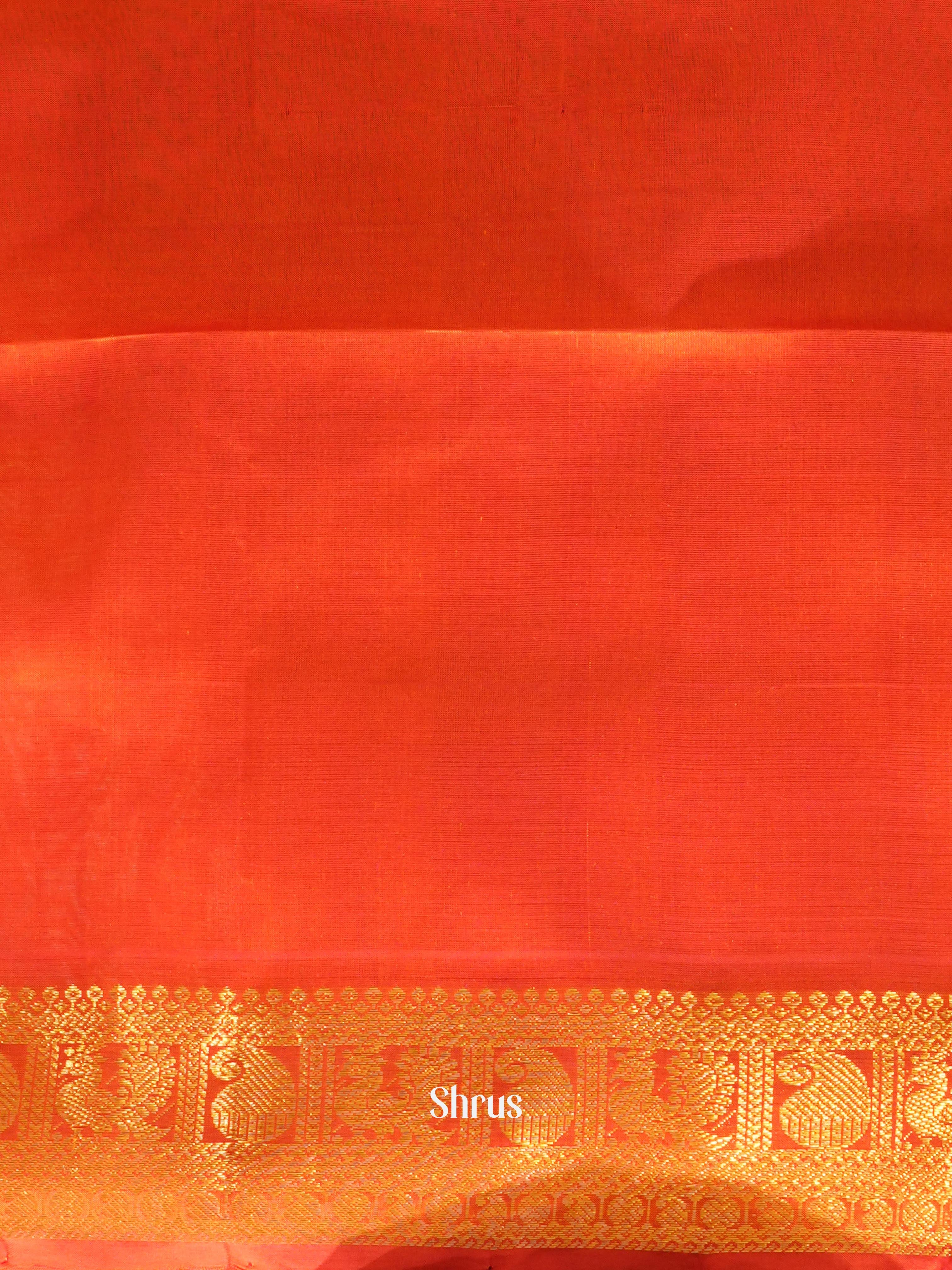 Green & Orange - Silk Cotton Saree - Shop on ShrusEternity.com