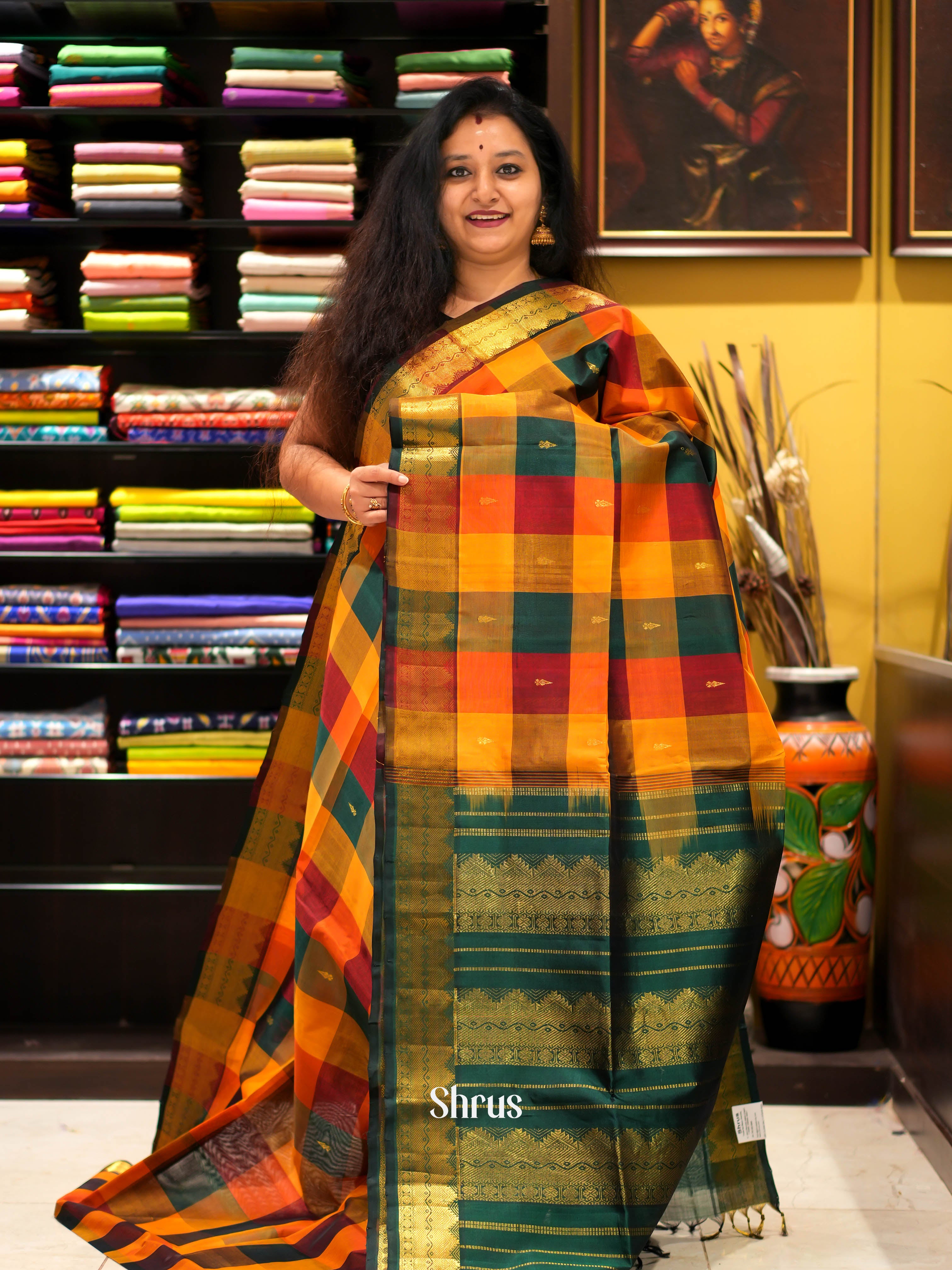 CHS03020 - Silk Cotton Saree - Shop on ShrusEternity.com
