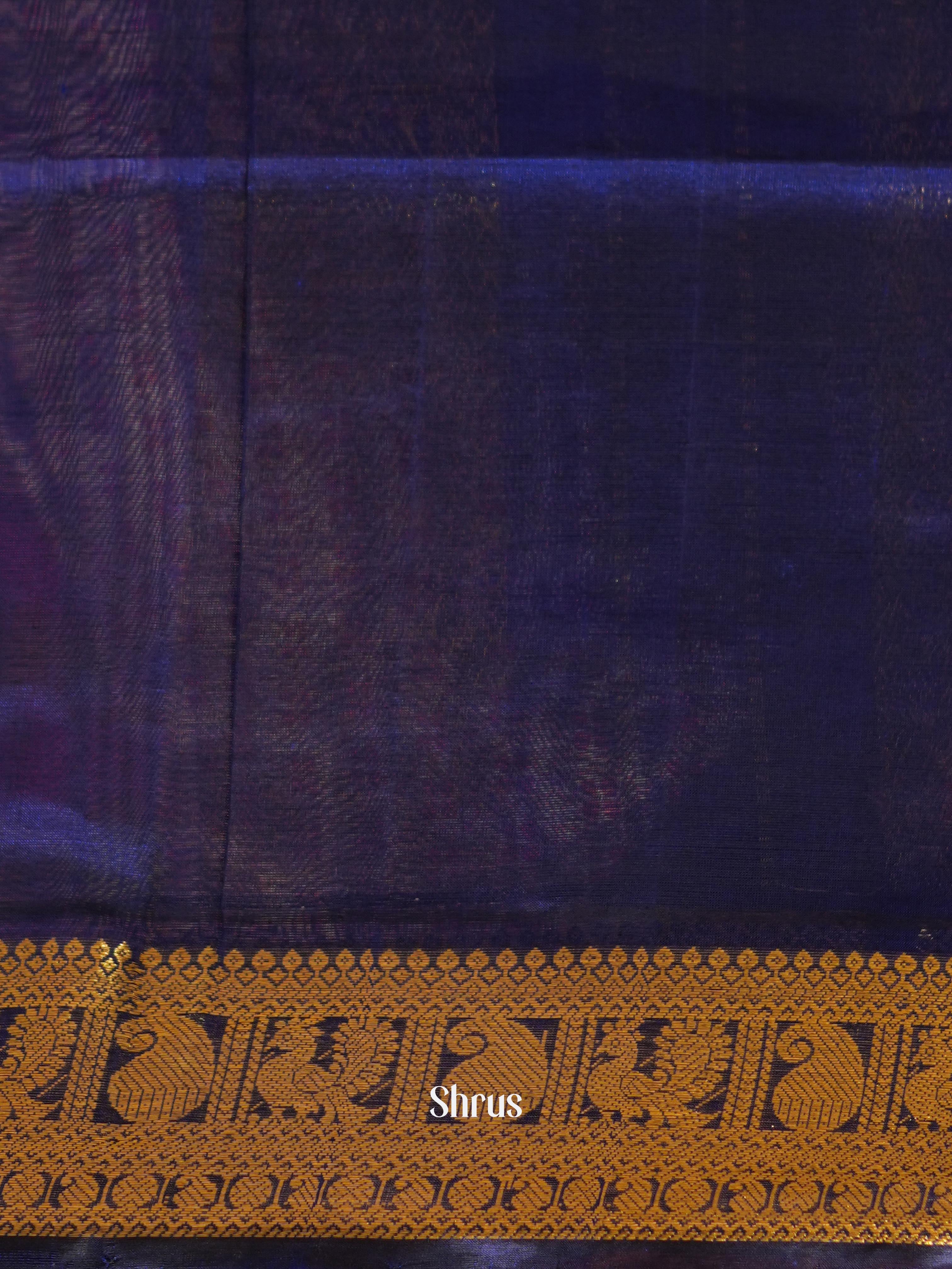 Orange & Blue- Silk Cotton Saree - Shop on ShrusEternity.com