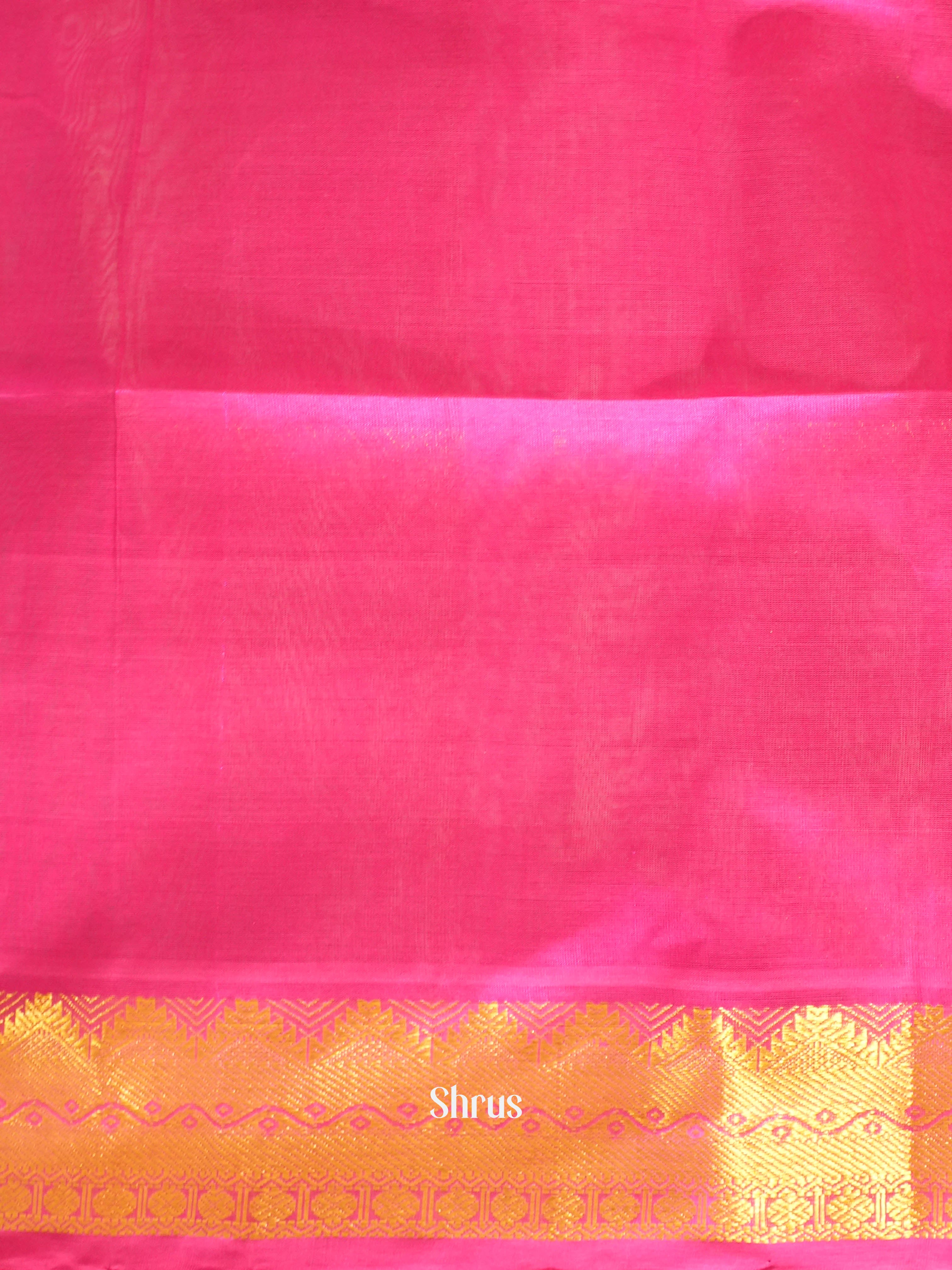 Cream & Pink - Silk Cotton Saree - Shop on ShrusEternity.com