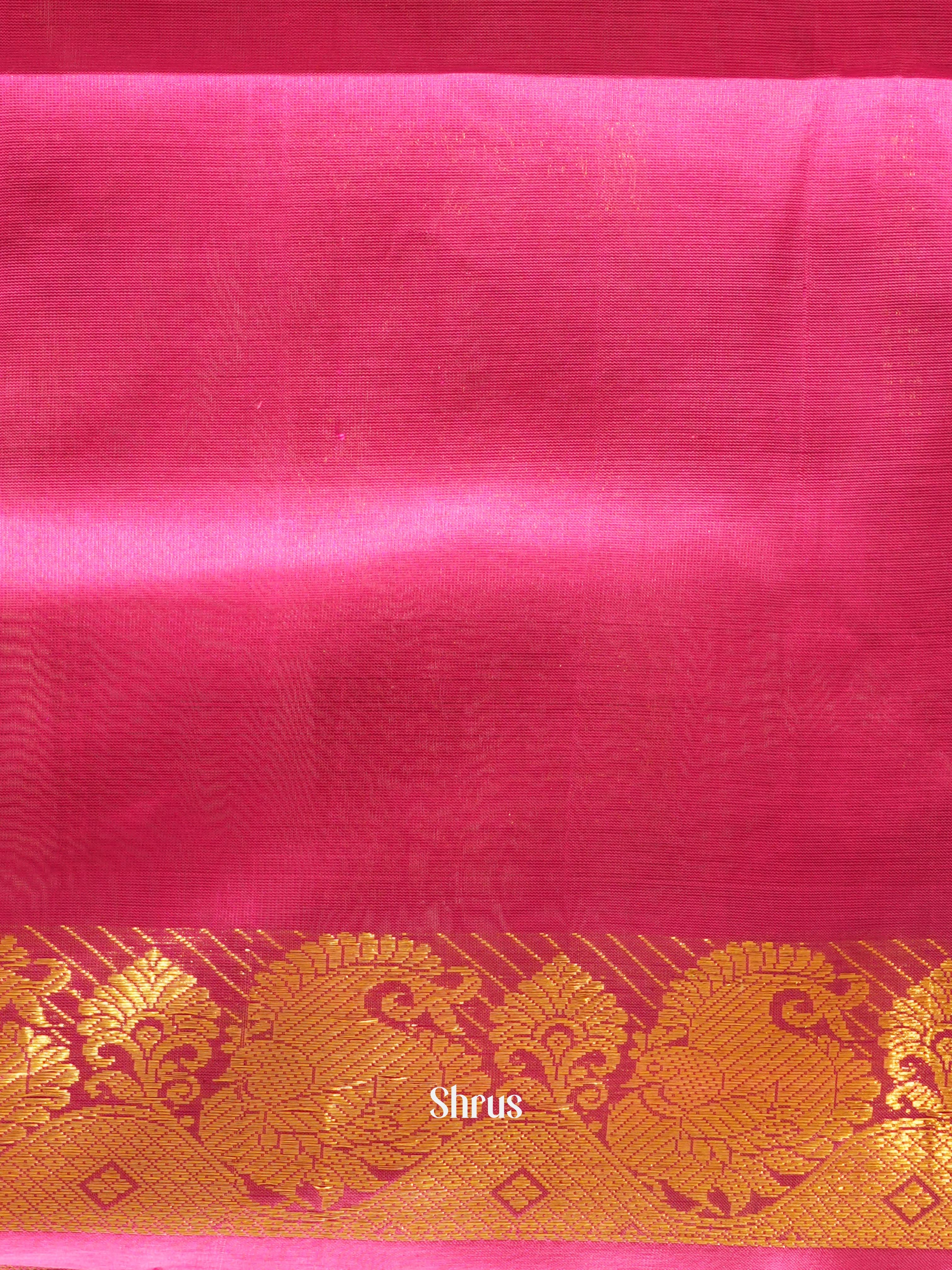 Yellow & Pink - Silk Cotton Saree - Shop on ShrusEternity.com