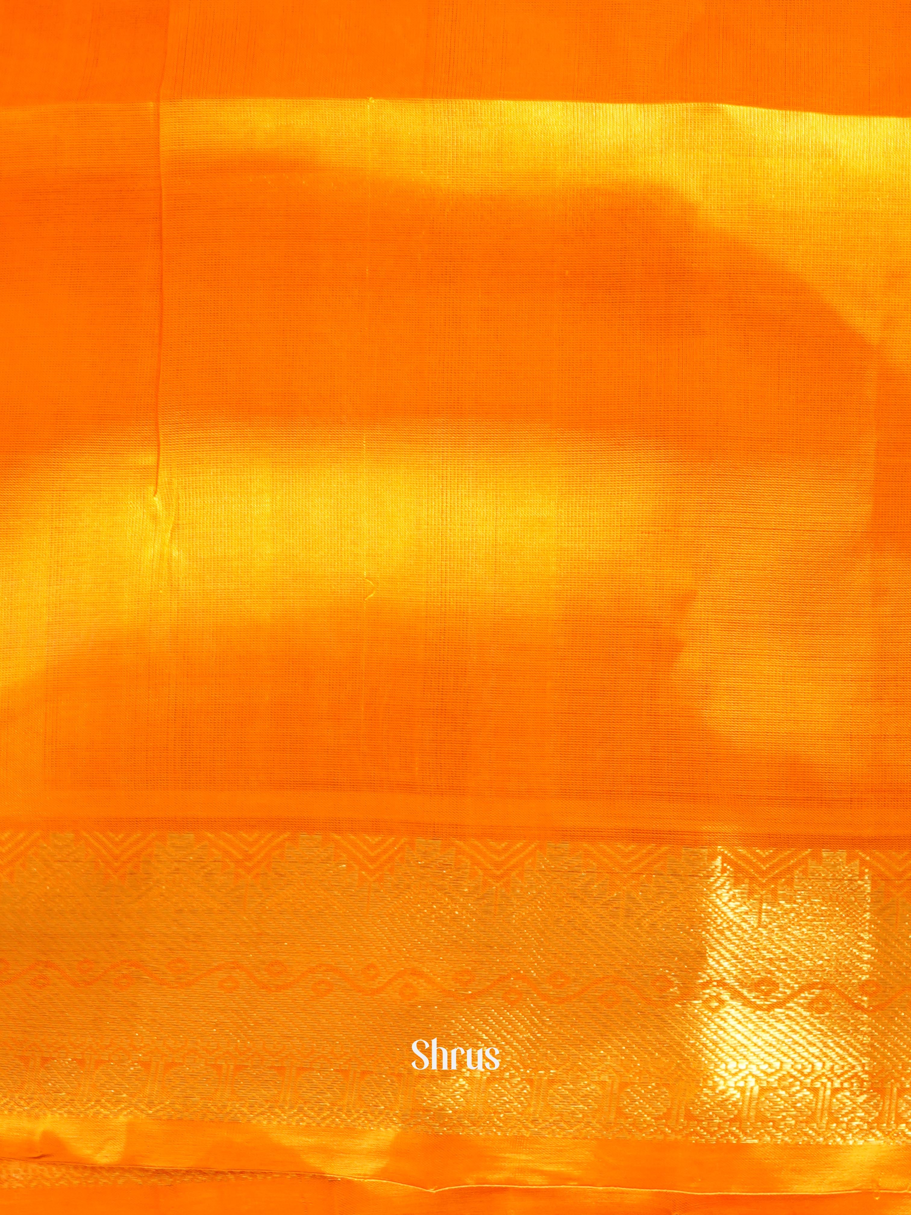 Cream & Orange - Silk Cotton Saree - Shop on ShrusEternity.com