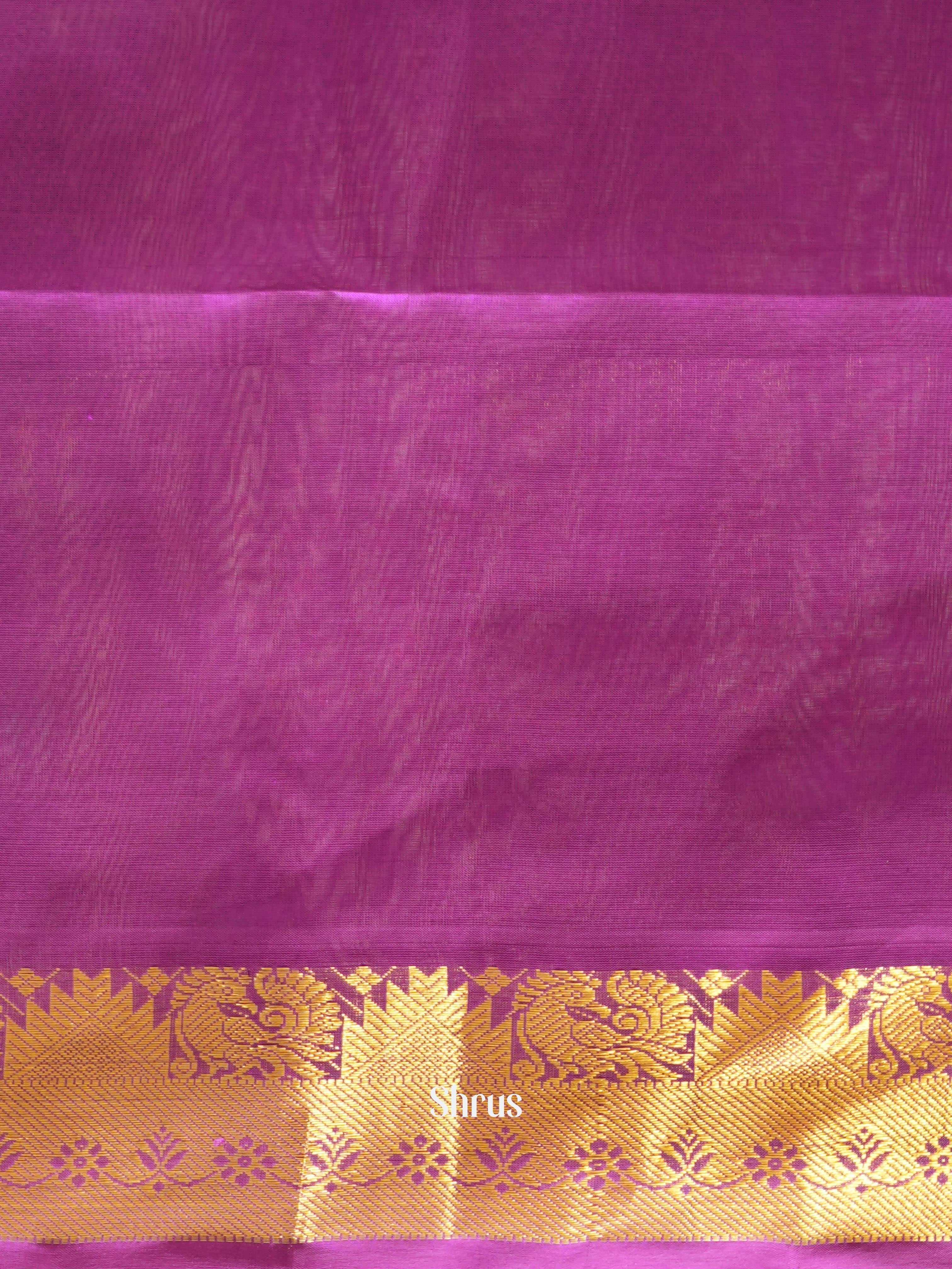 Yellow & Purple - Silk Cotton Saree - Shop on ShrusEternity.com