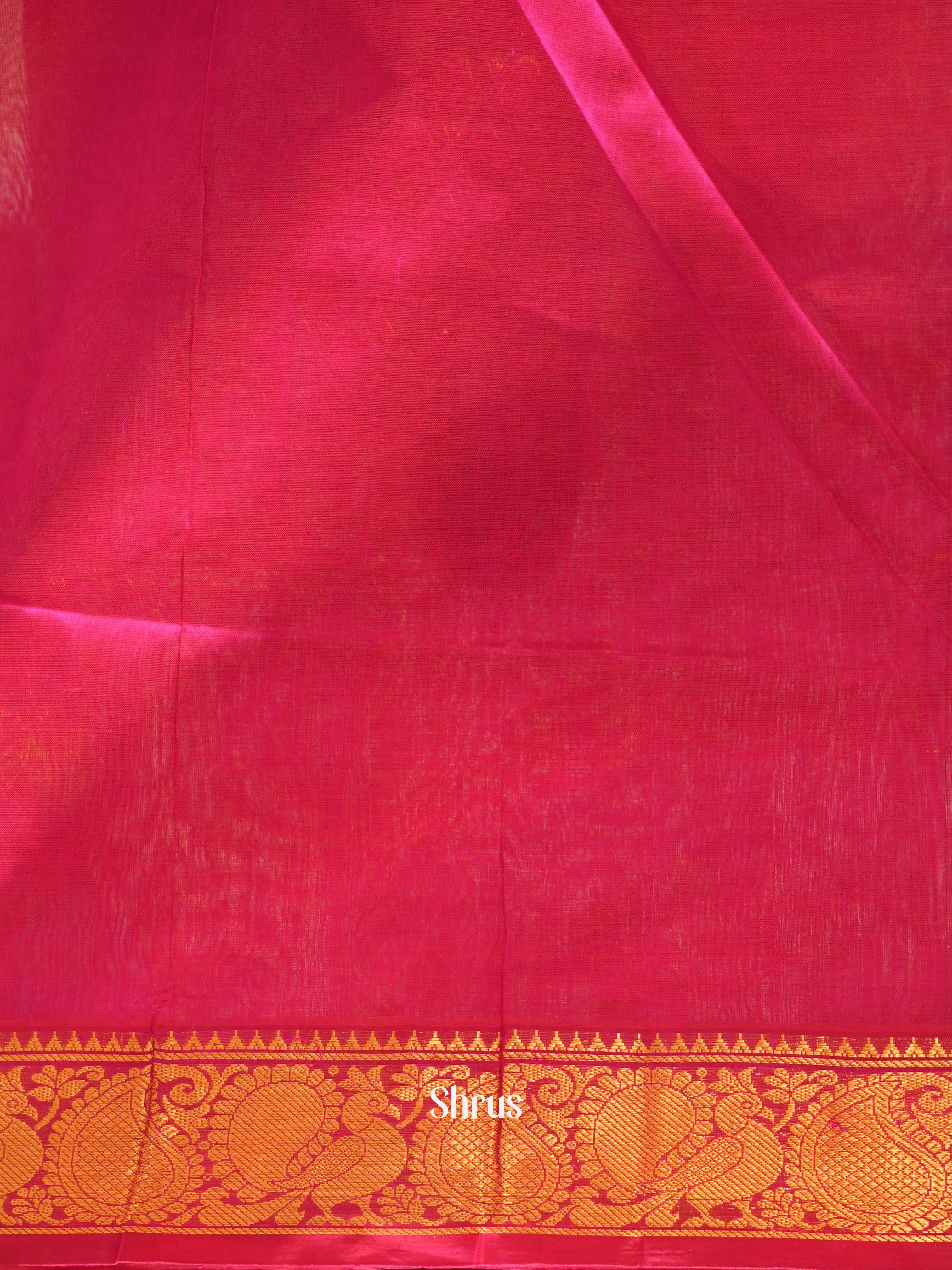 Brown & Pink - Silk Cotton Saree - Shop on ShrusEternity.com