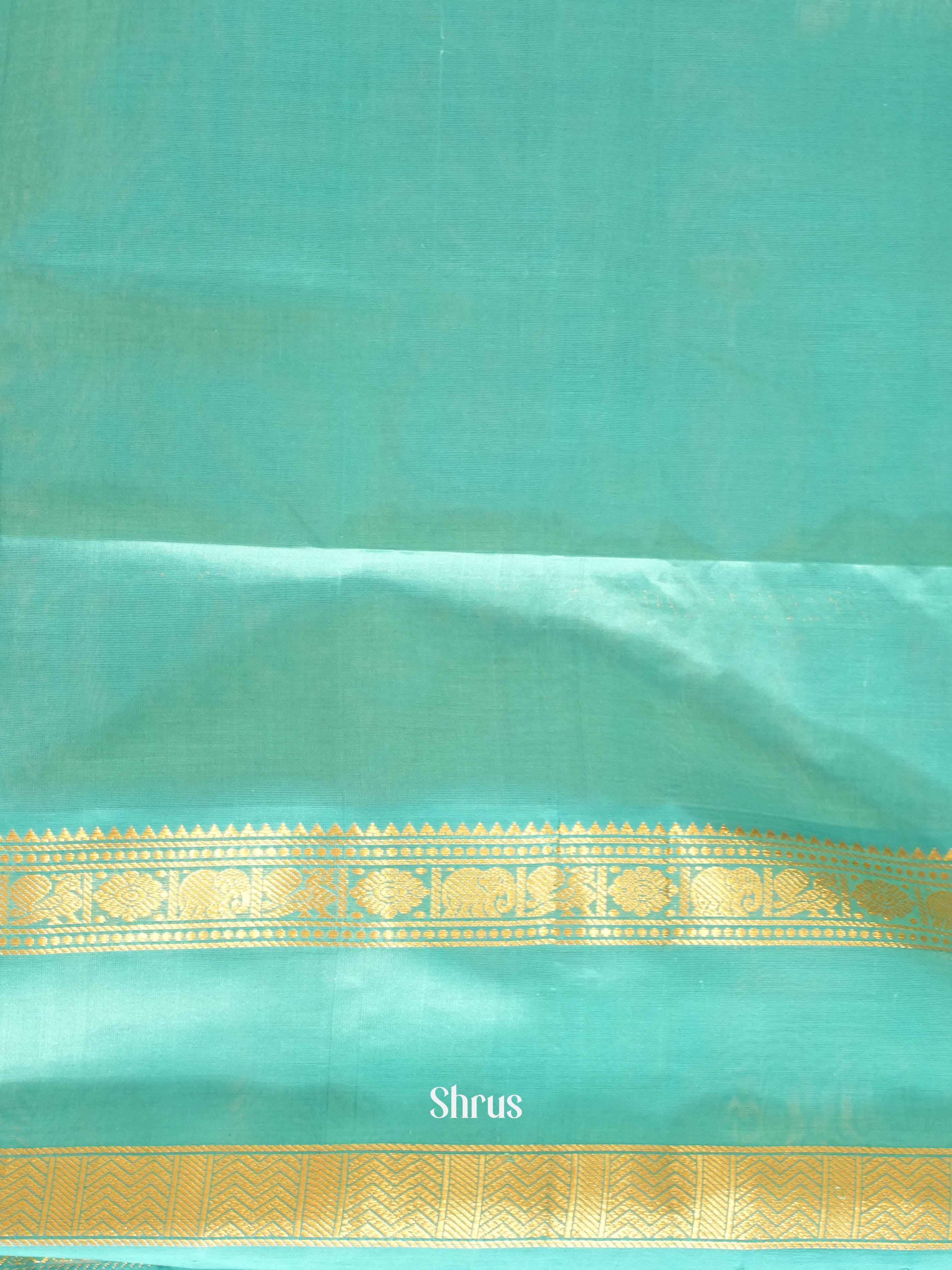 Purple & Teal - Silk Cotton Saree - Shop on ShrusEternity.com