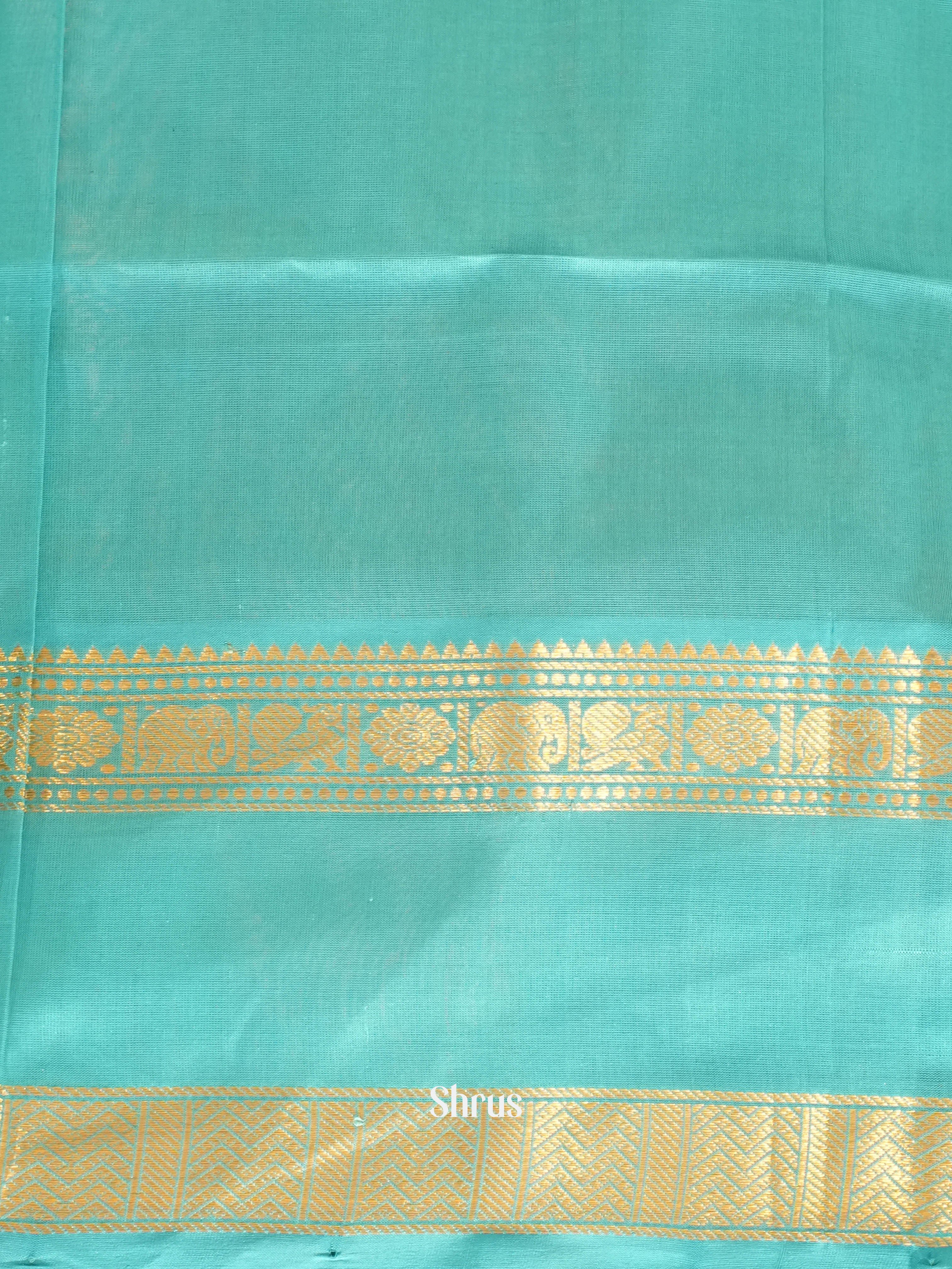 Maroon & Teal - Silk Cotton Saree - Shop on ShrusEternity.com