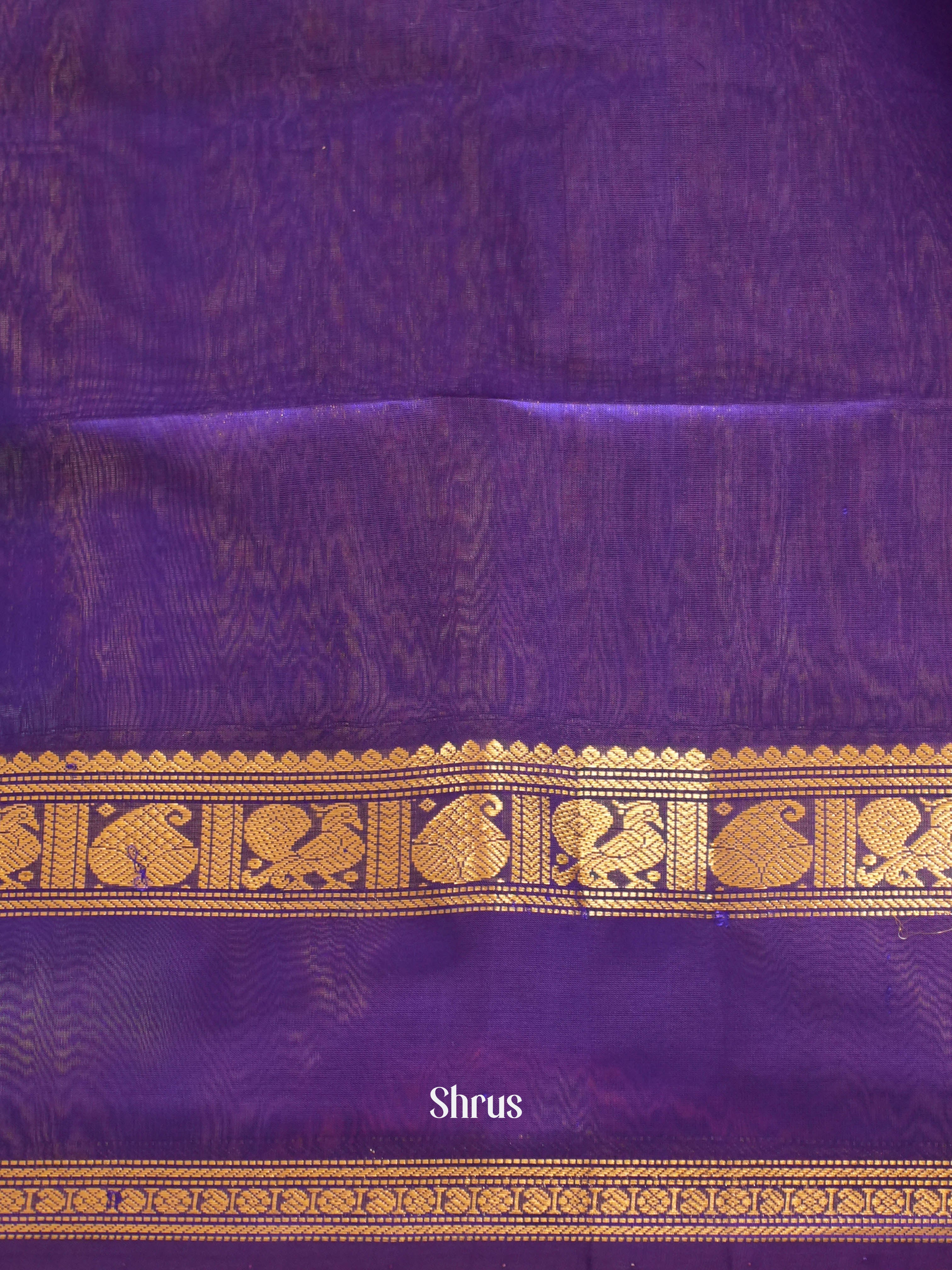 Pink & Blue - Silk Cotton Saree - Shop on ShrusEternity.com