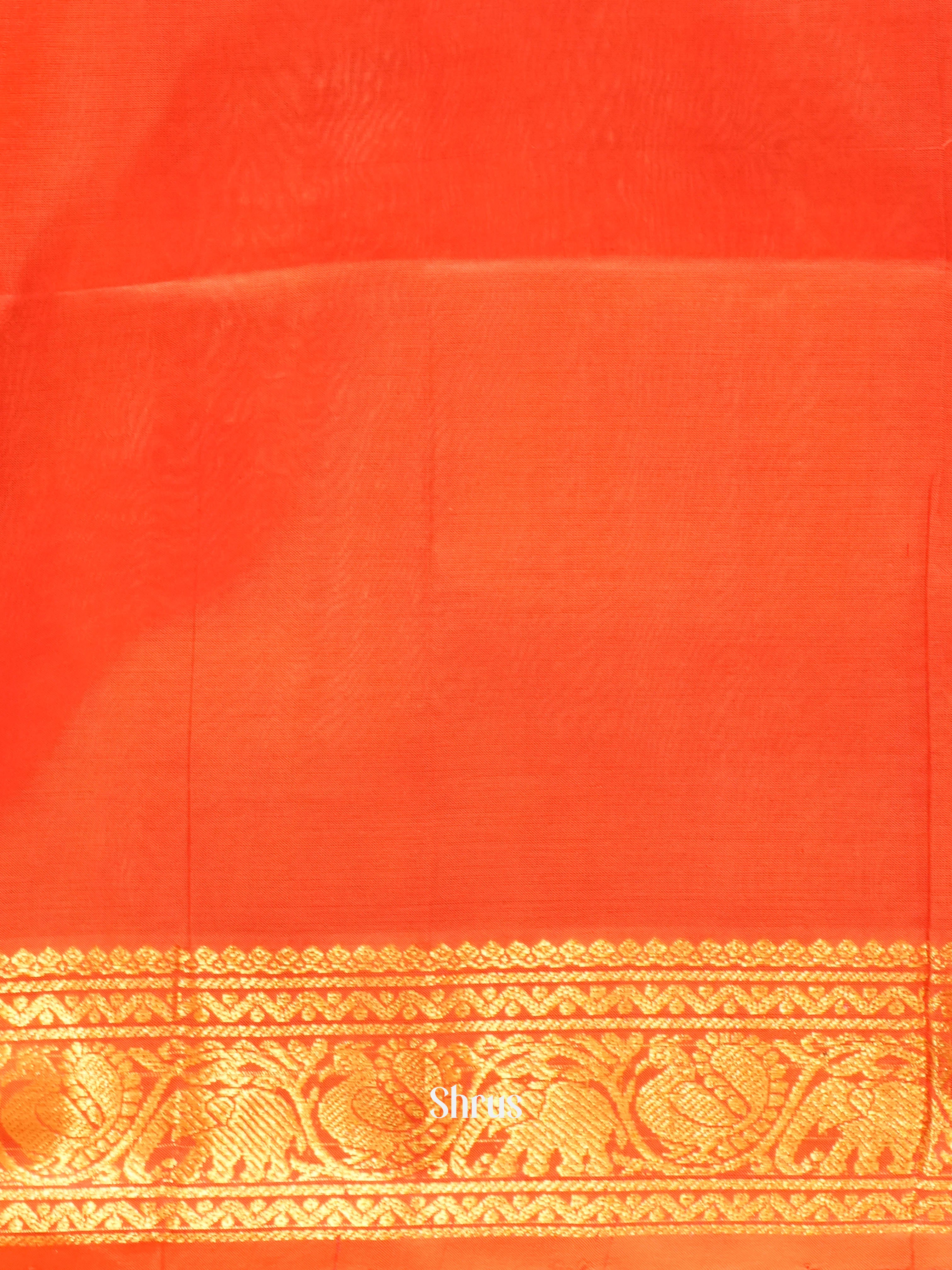 Green & Orange - Silk Cotton Saree - Shop on ShrusEternity.com