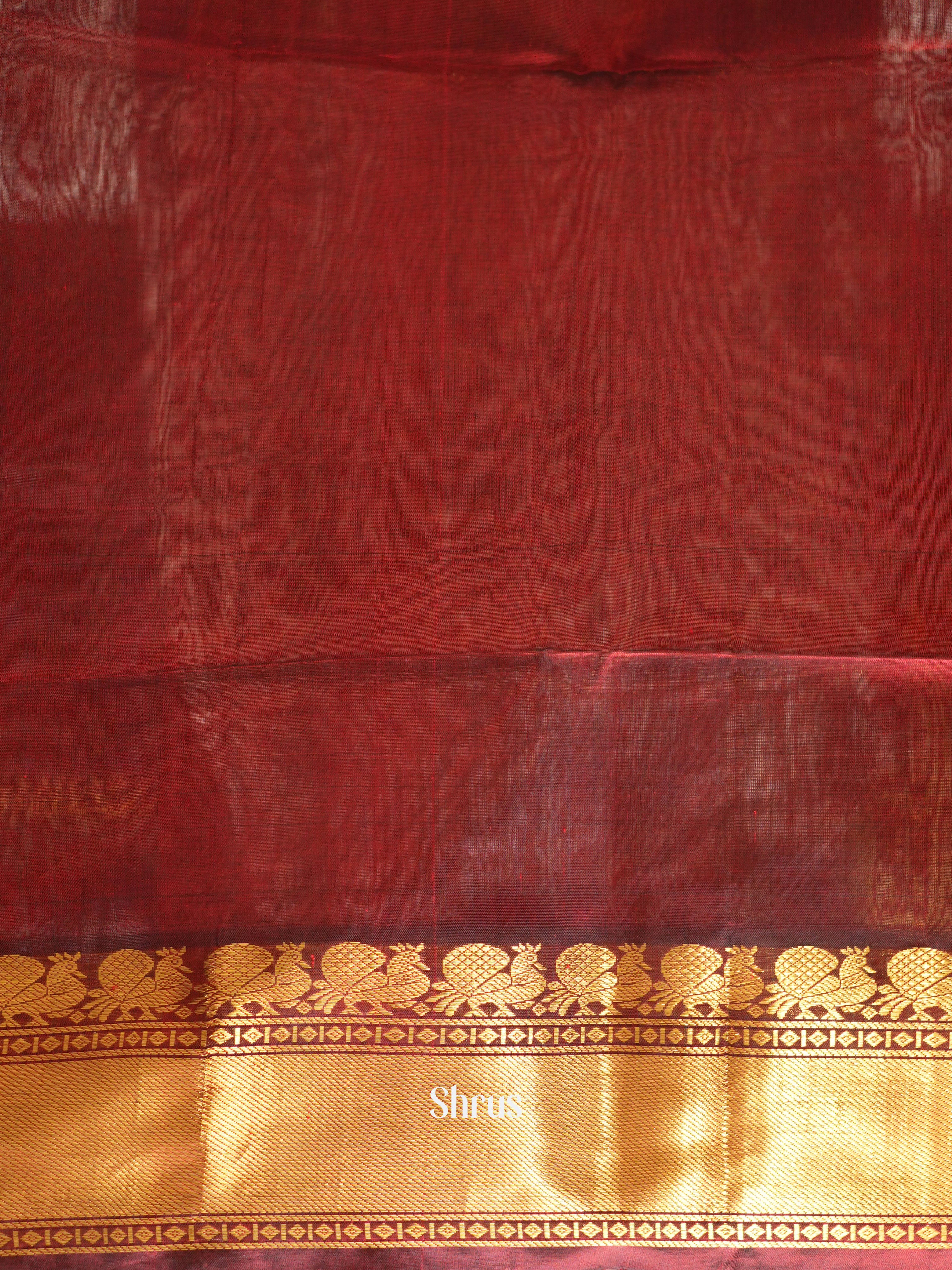 Maroon(Single Tone) - Silk Cotton Saree - Shop on ShrusEternity.com