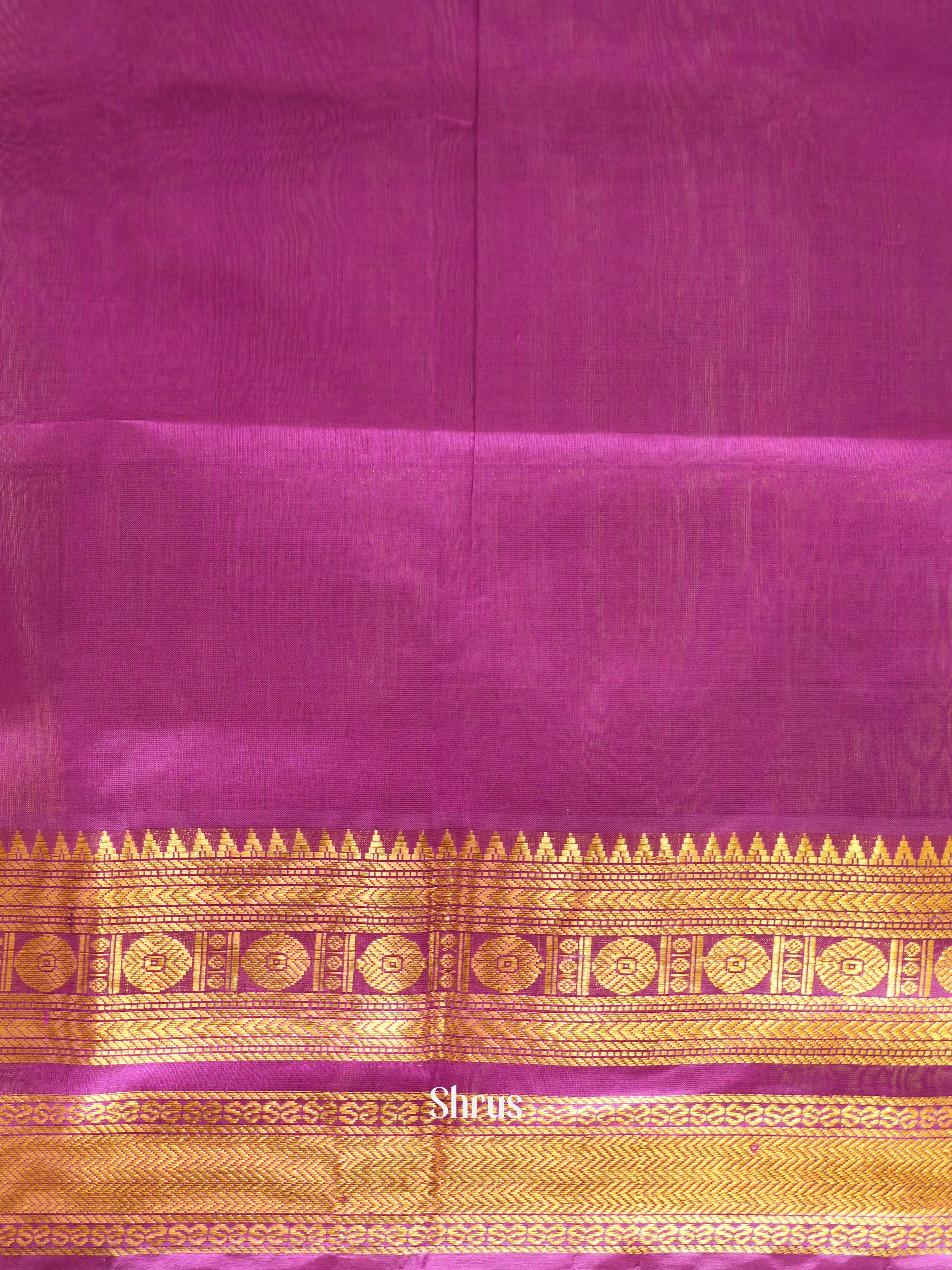 Blue & Purple - Silk Cotton Saree - Shop on ShrusEternity.com