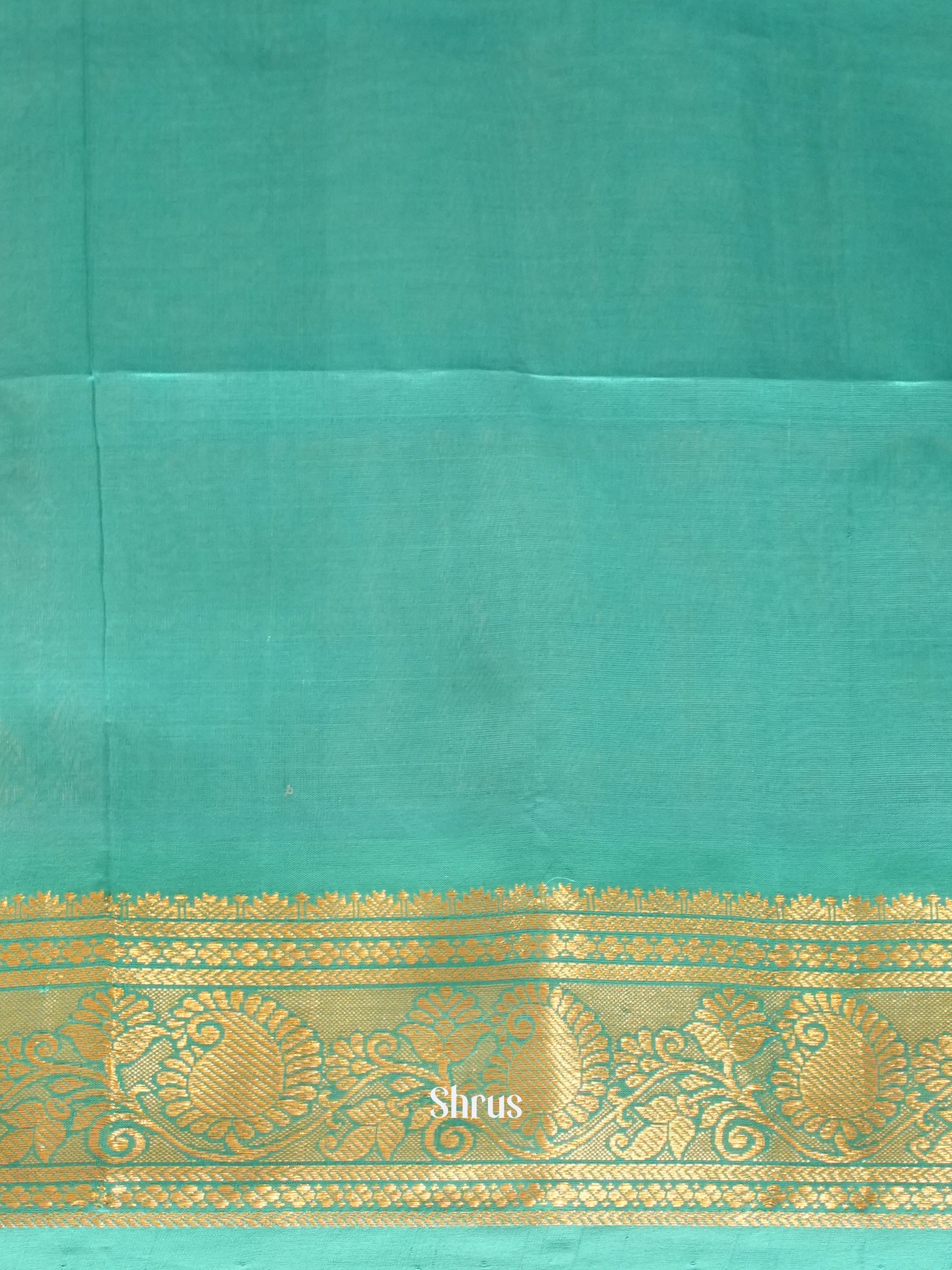 Blue & Teal - Silk Cotton Saree - Shop on ShrusEternity.com