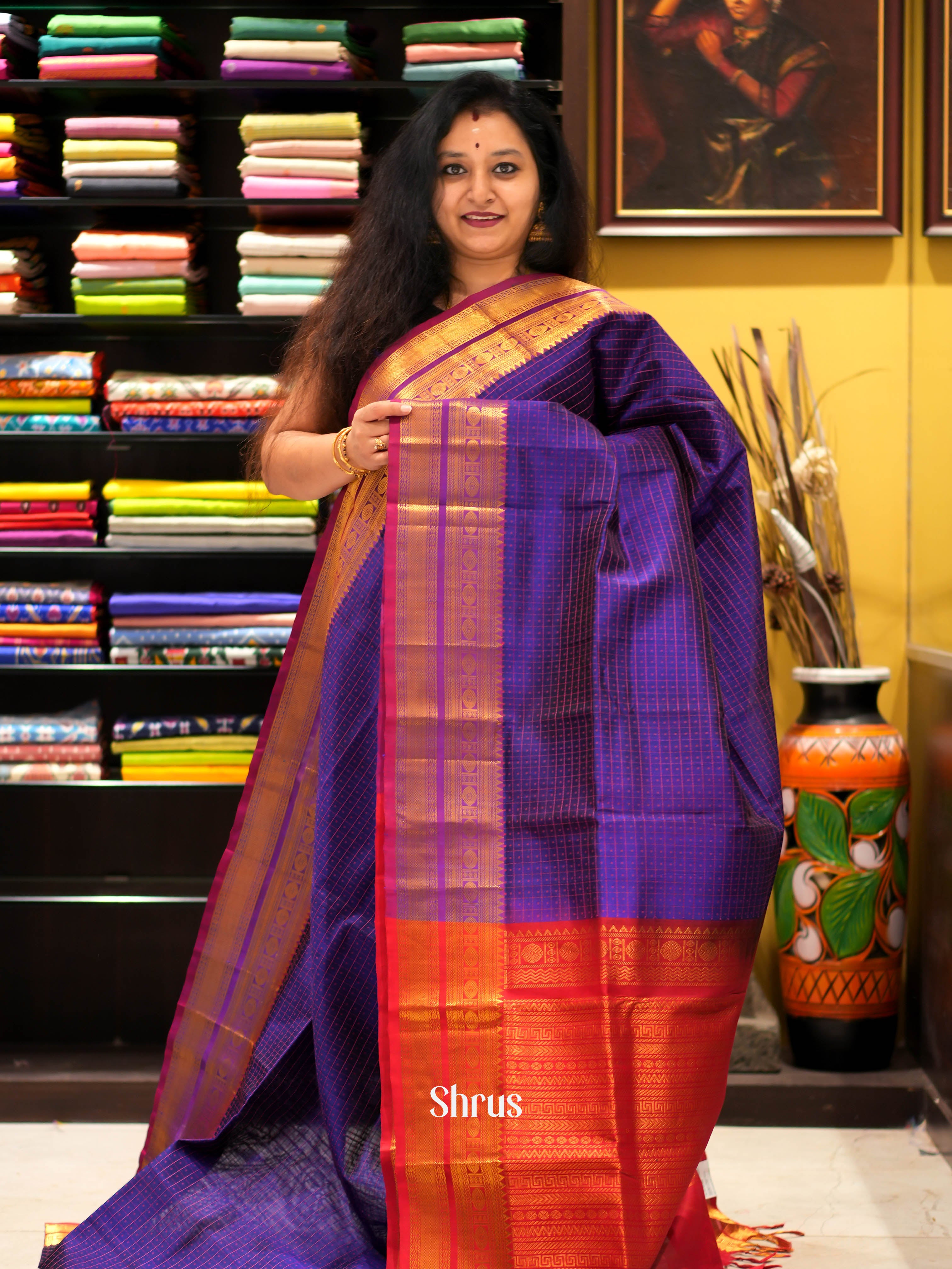 CHS03100 - Silk Cotton Saree - Shop on ShrusEternity.com
