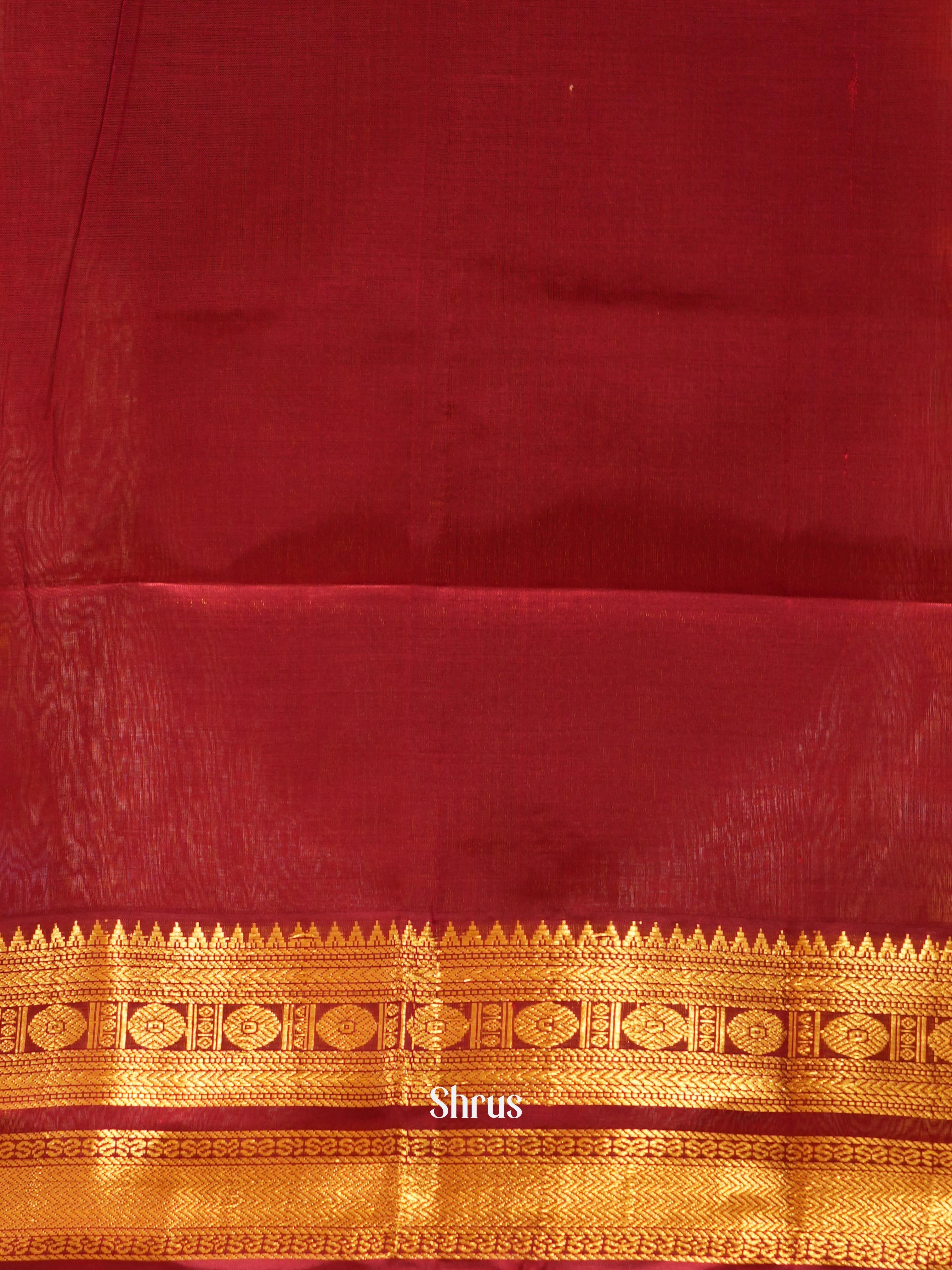 Mustard & Maroon - Silk Cotton Saree - Shop on ShrusEternity.com