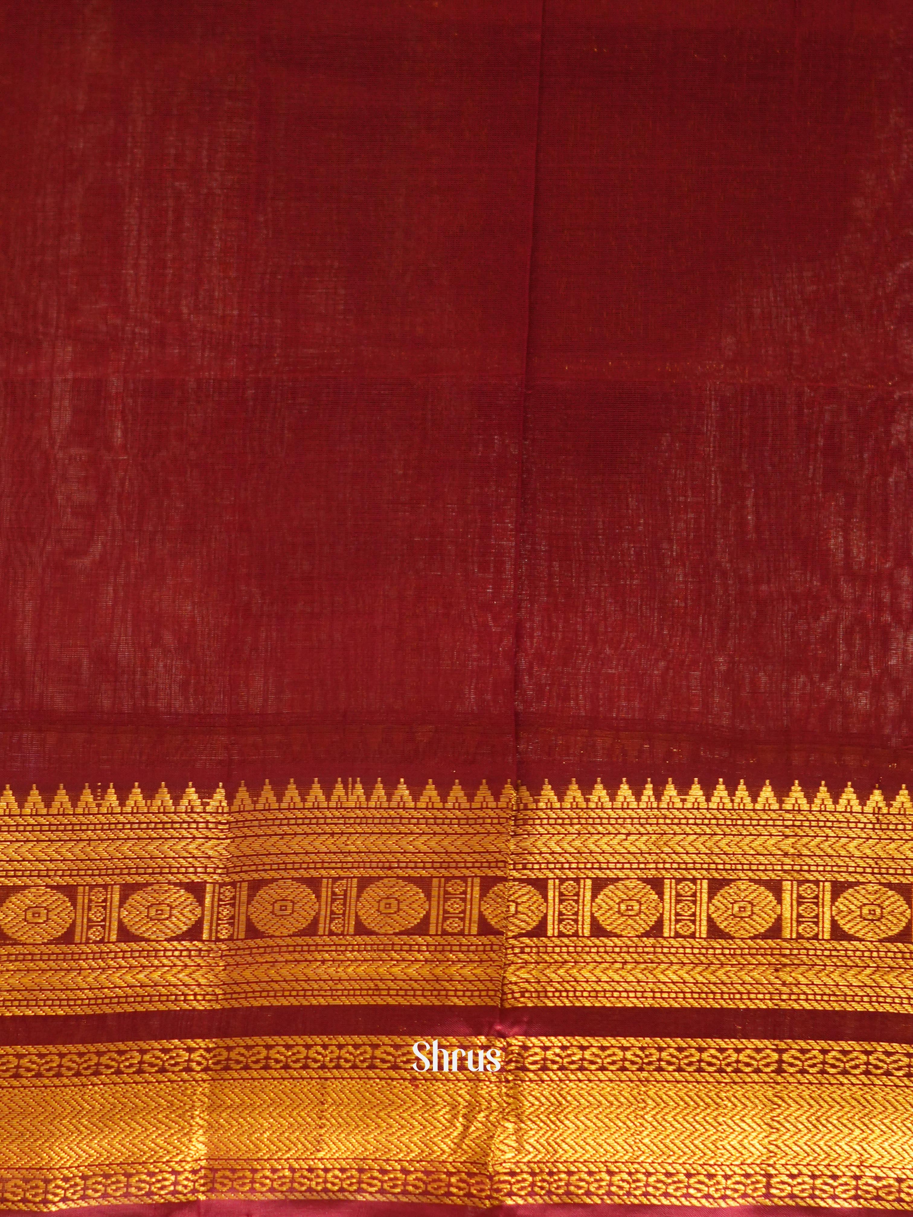 Cream & Maroon - Silk Cotton Saree - Shop on ShrusEternity.com