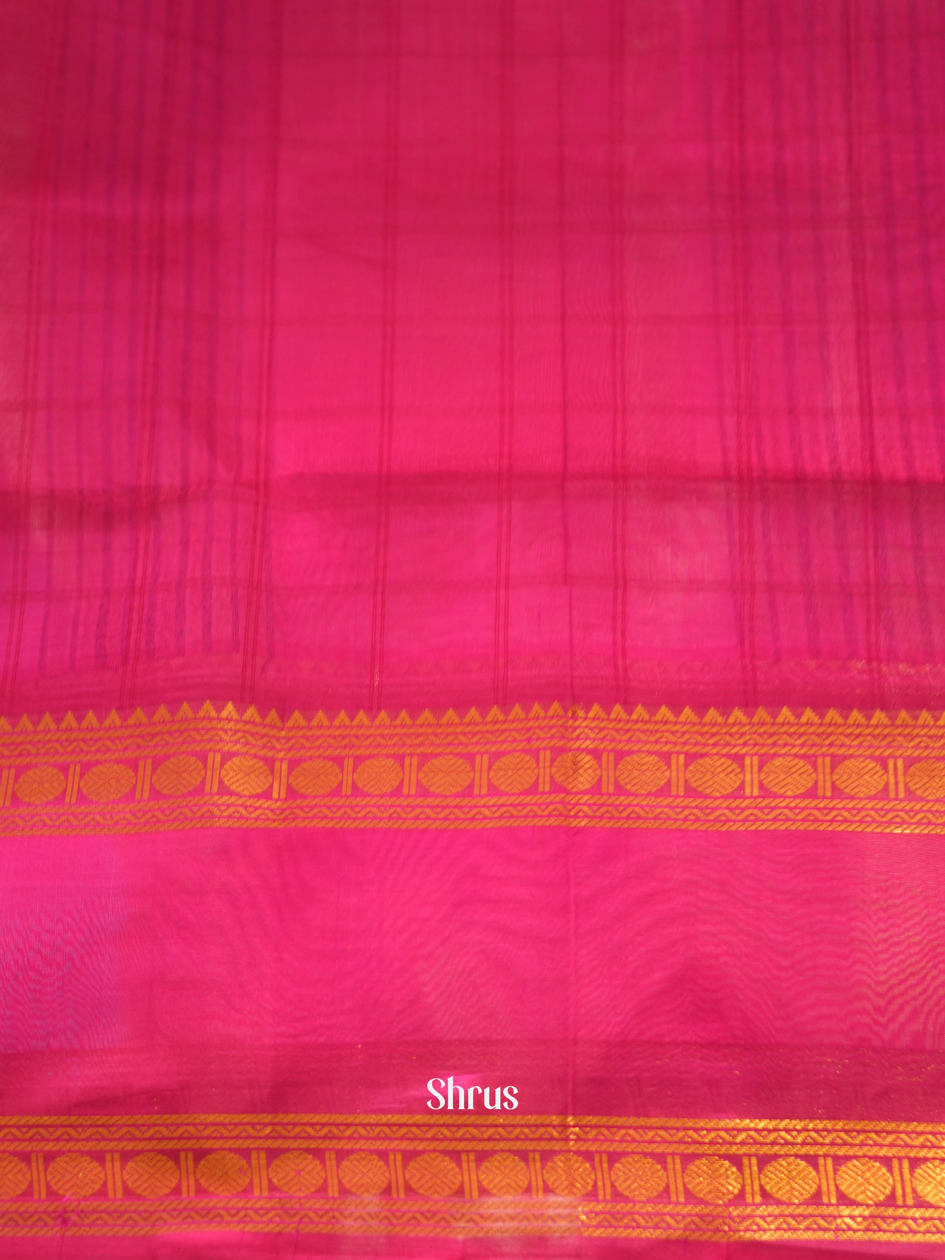 Blue & Pink - Silk Cotton Saree - Shop on ShrusEternity.com