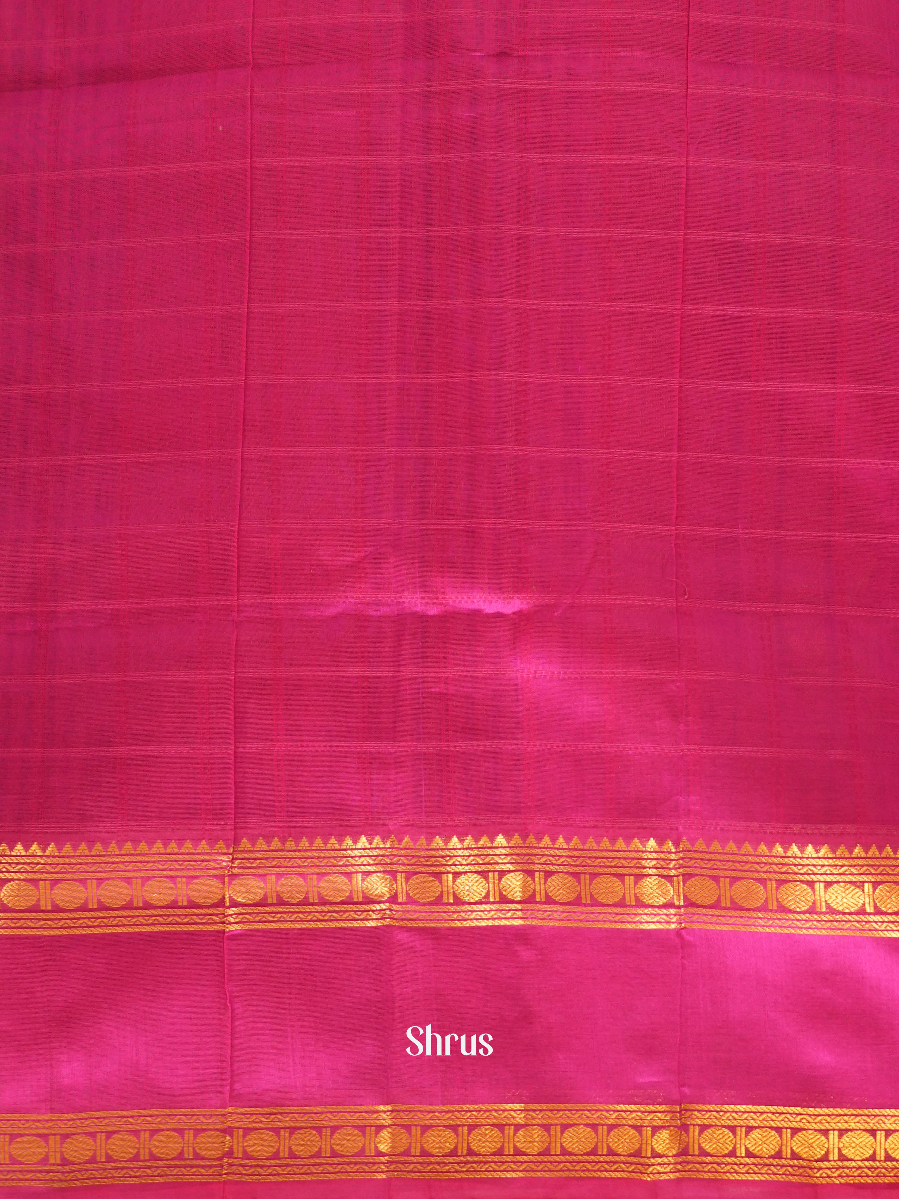 Green & Pink- Silk Cotton Saree - Shop on ShrusEternity.com
