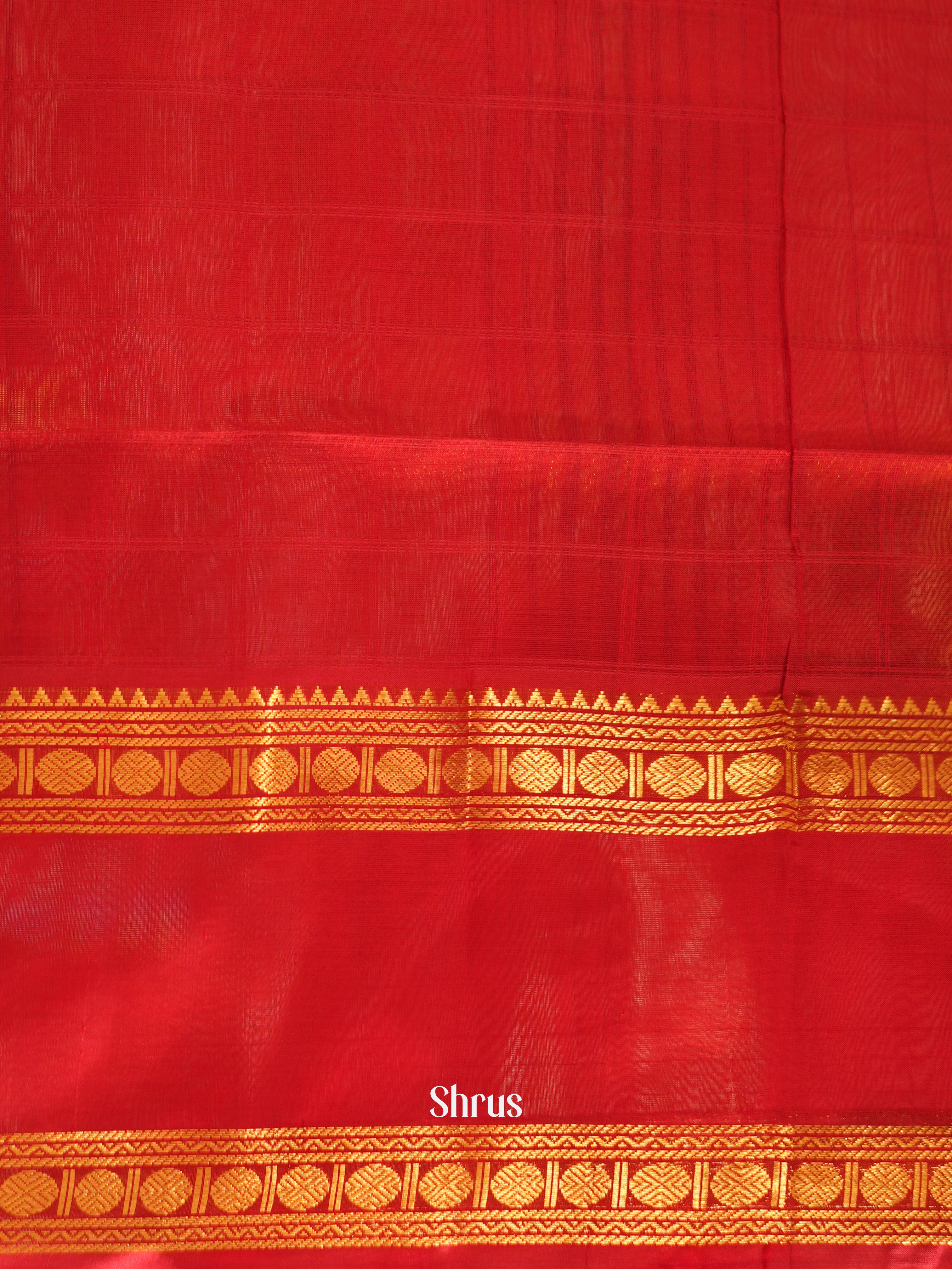 Purple & Red - Silk Cotton Saree - Shop on ShrusEternity.com