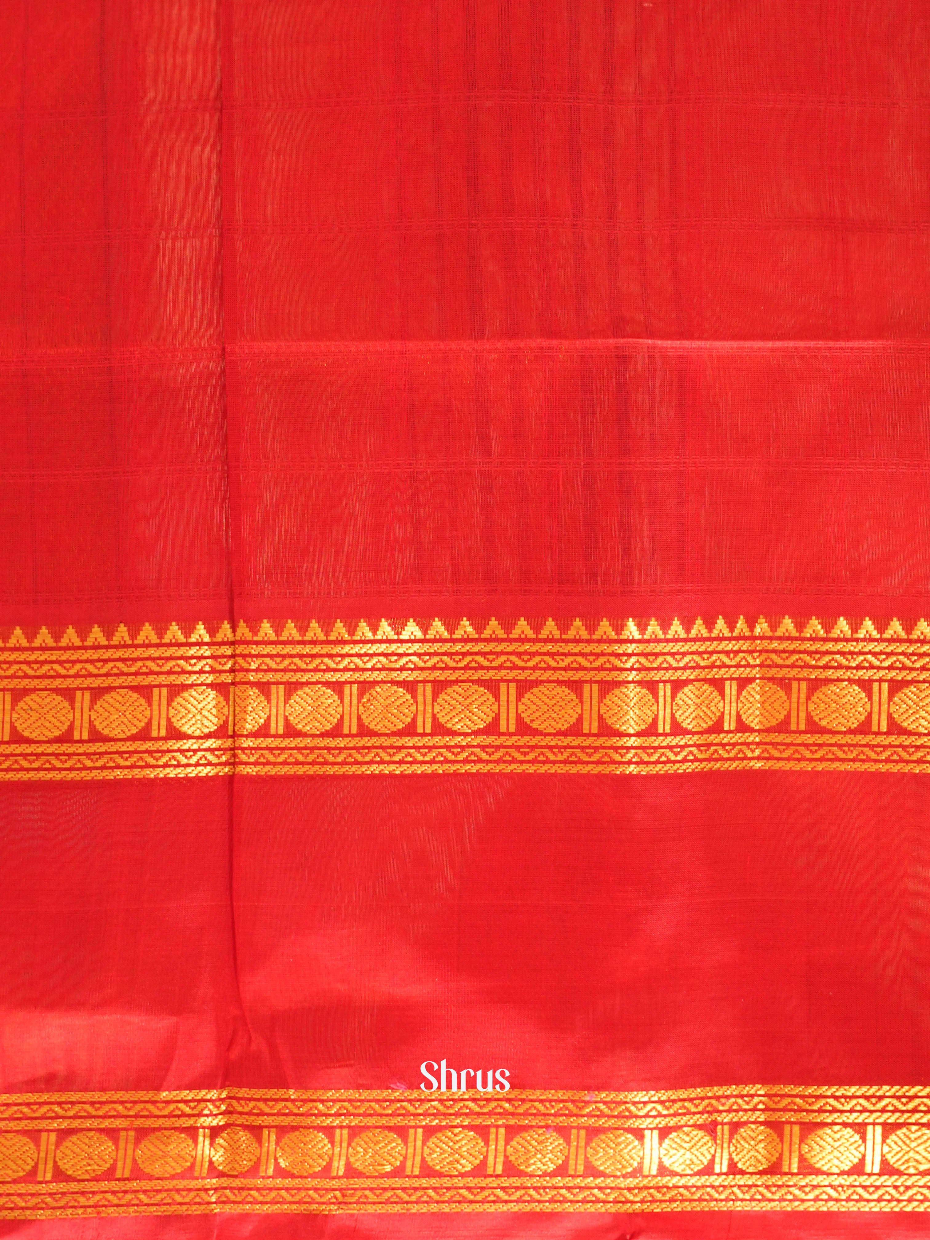Green & Red - Silk Cotton Saree - Shop on ShrusEternity.com
