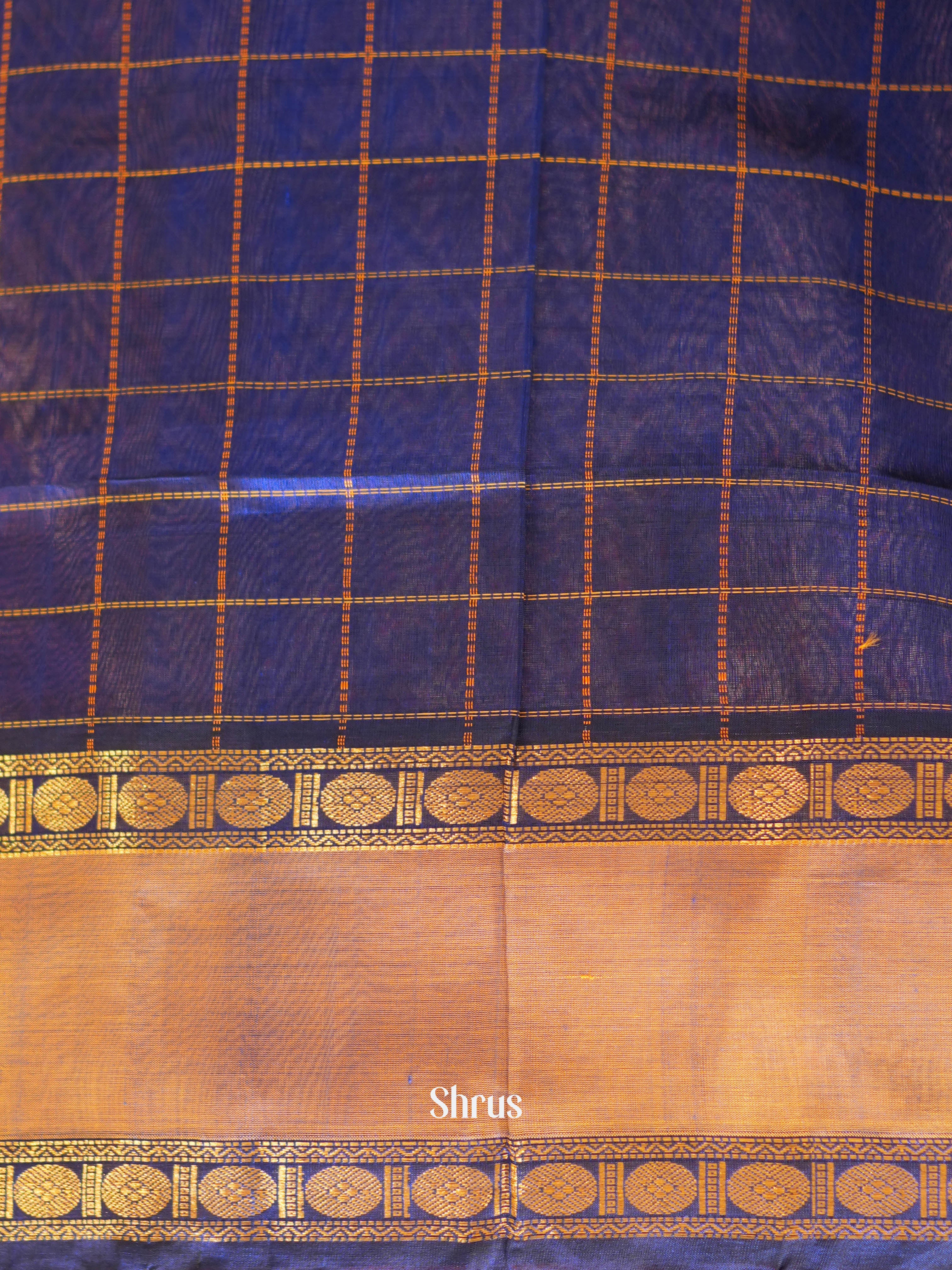 Blue & Grey - Silk Cotton Saree - Shop on ShrusEternity.com