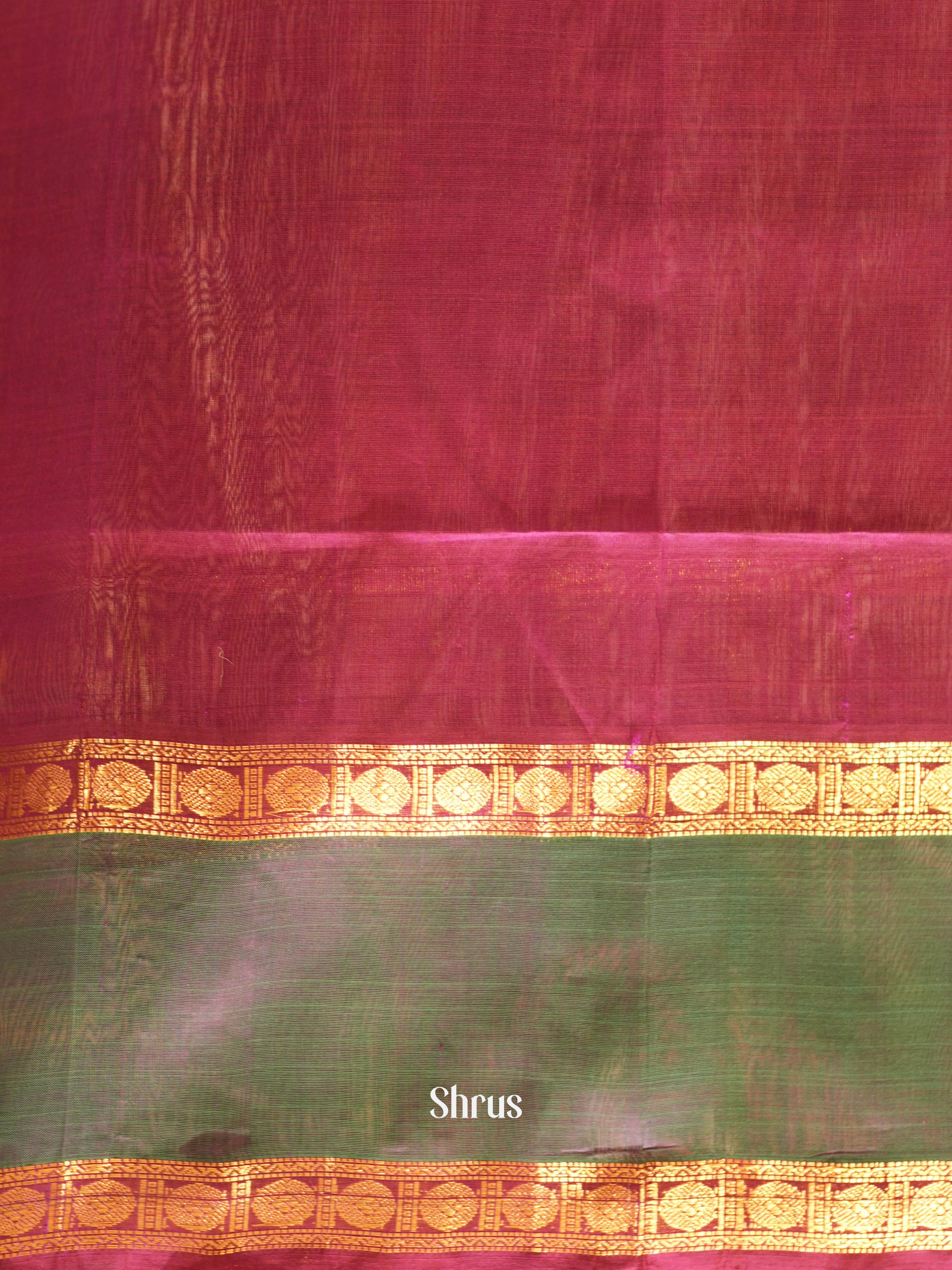 Maroon & Green - Silk Cotton Saree - Shop on ShrusEternity.com