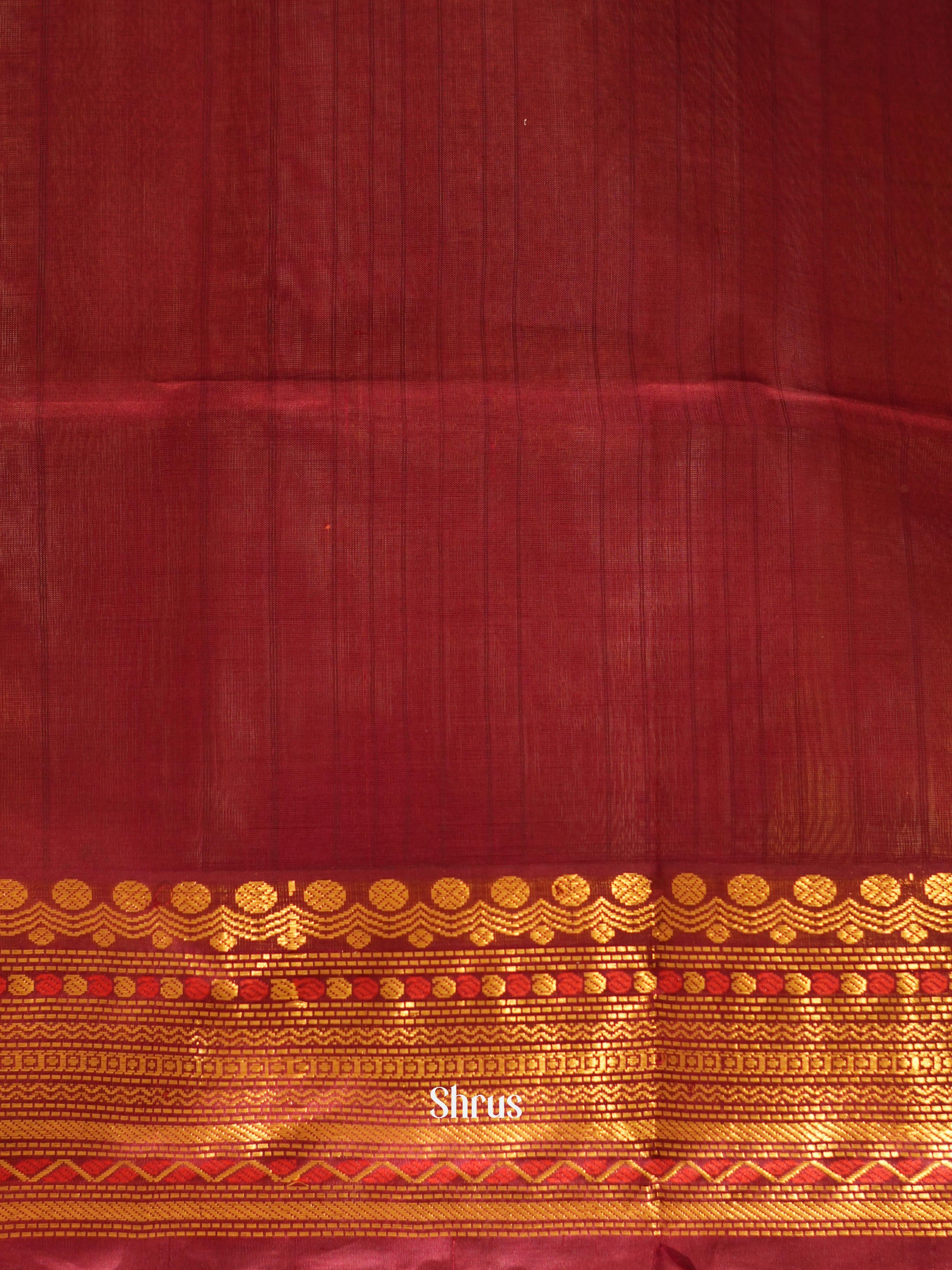 Green & Maroon - Silk Cotton Saree - Shop on ShrusEternity.com